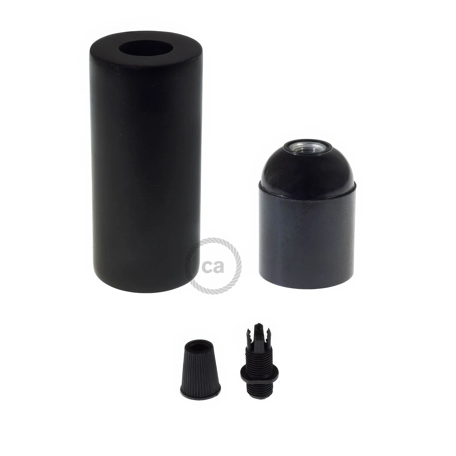 2XL Wooden E26 light bulb socket kit for Rope Cables - Black - Image 2