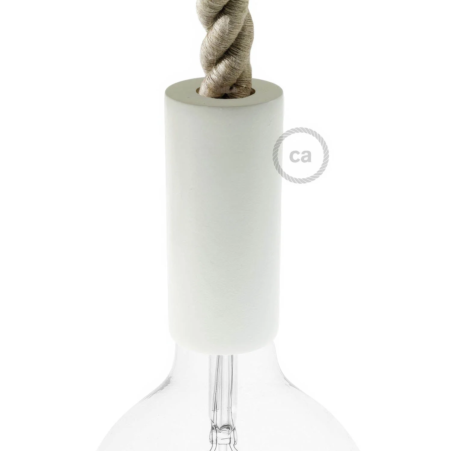 2XL Wooden E26 light bulb socket kit for Rope Cables - White