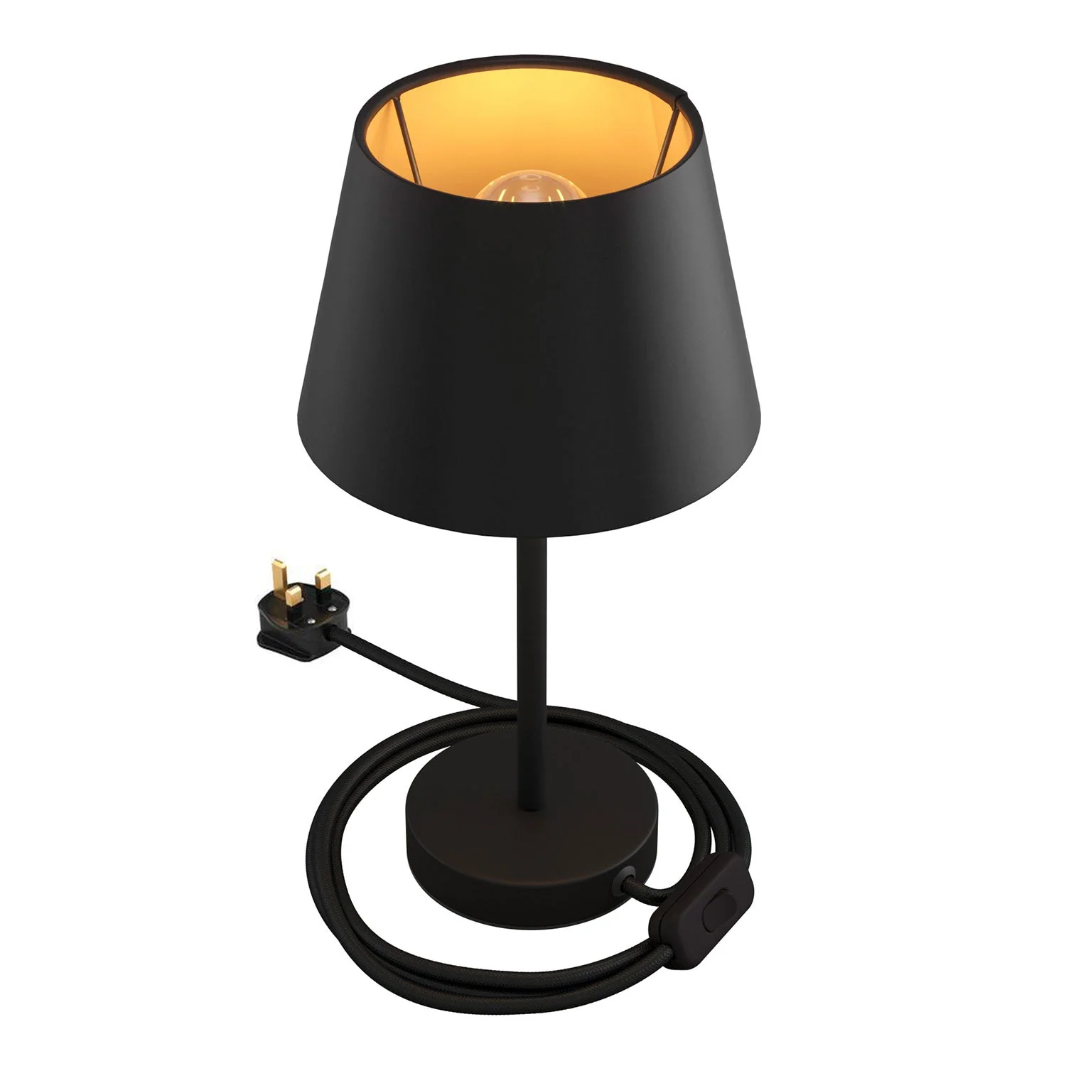 Alzaluce con paralume Impero, lampada da tavolo in metallo e spina UK - Cinette nero - Image 6