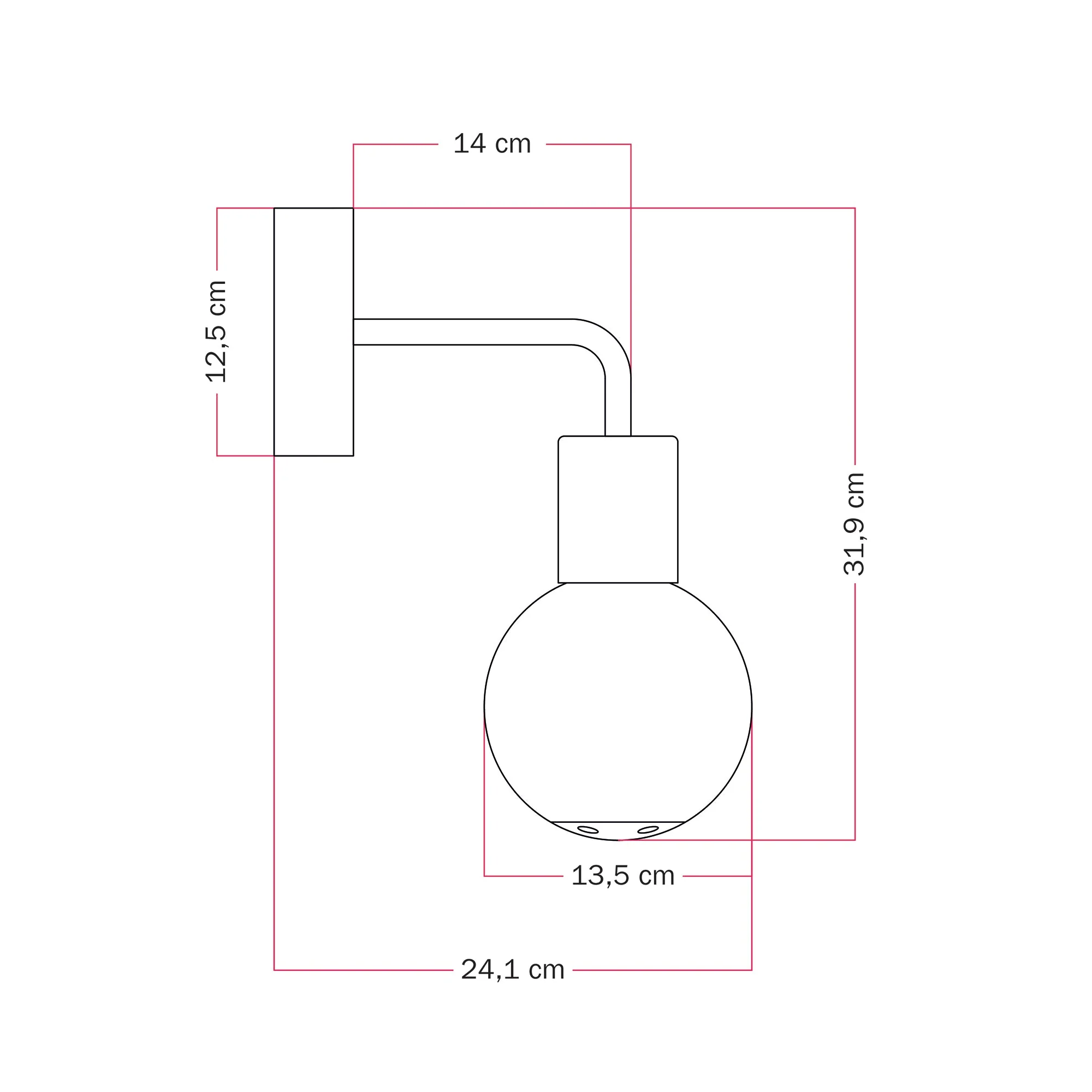 Applique da esterno Modulair IP65 con estensione a L e paralume a sfera infrangibile Unbreak-a-Ball - Bianco - Image 7