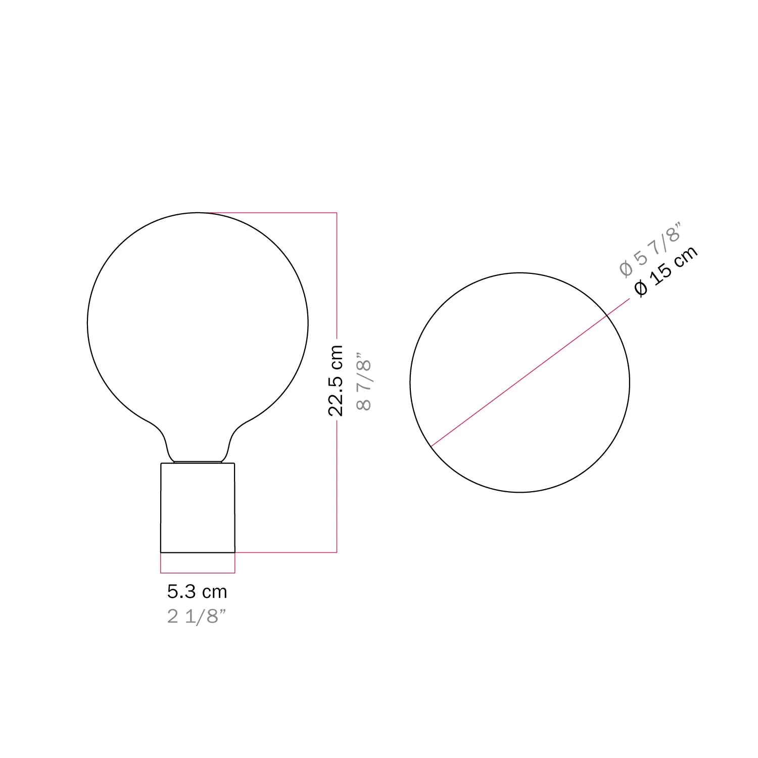 Applique in metallo con lampadina globo effetto porcellana - Titanio satinato - Image 6
