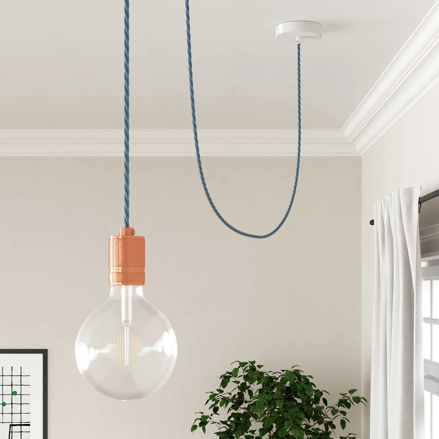 Baby Blue Cotton covered Twisted electric cable - TC53 - Image 3