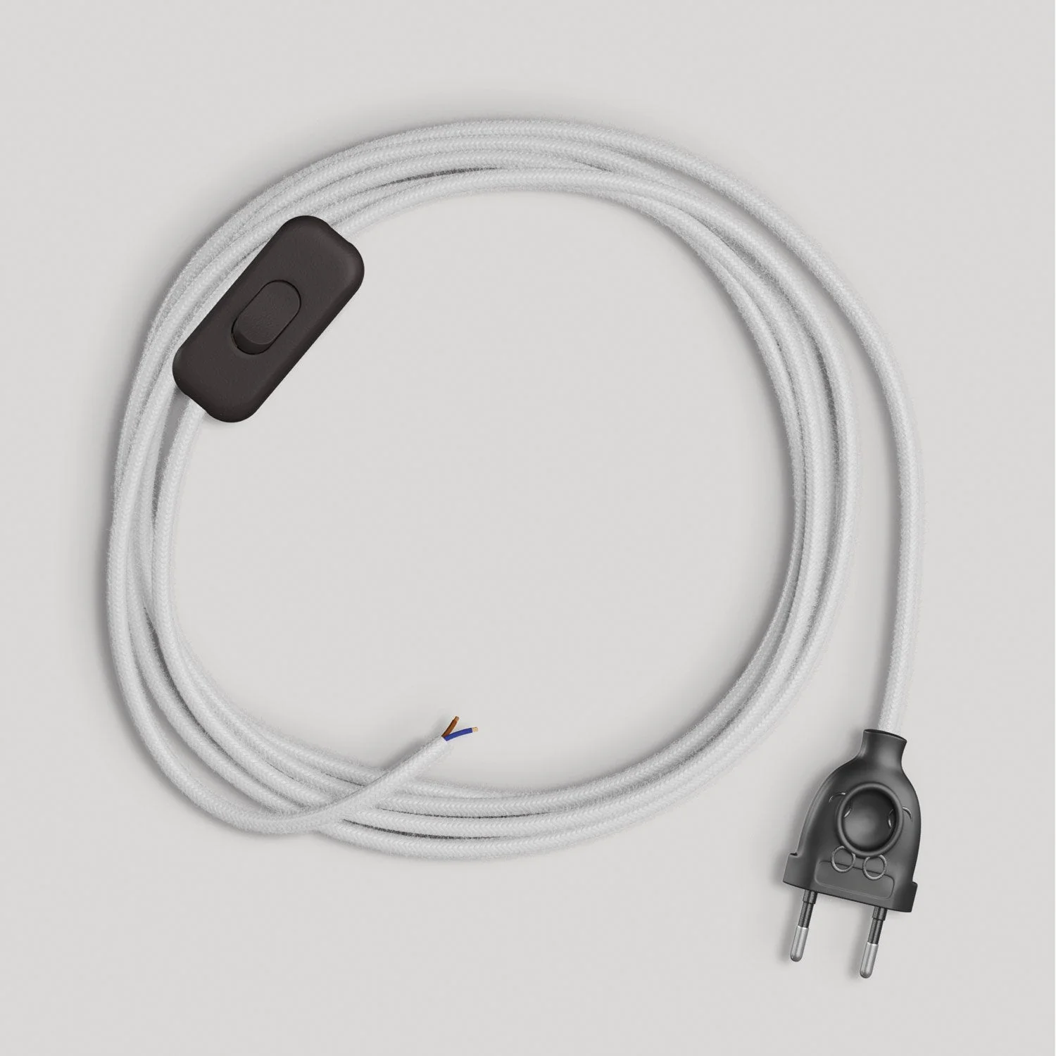 Cablaggio per lampada con cavo bianco in cotone 1,80 m - Image 4
