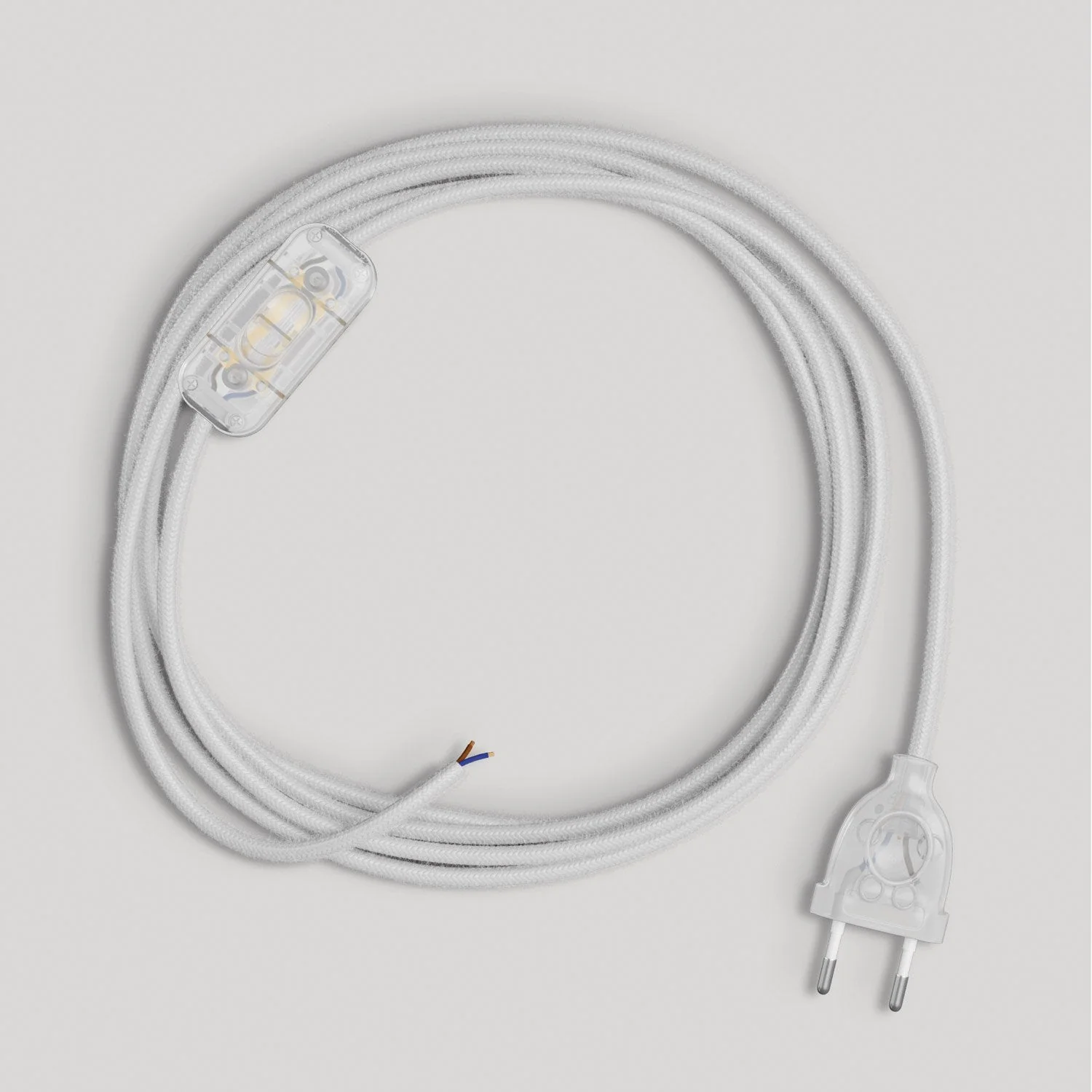 Cablaggio per lampada con cavo bianco in cotone 1,80 m - Image 5