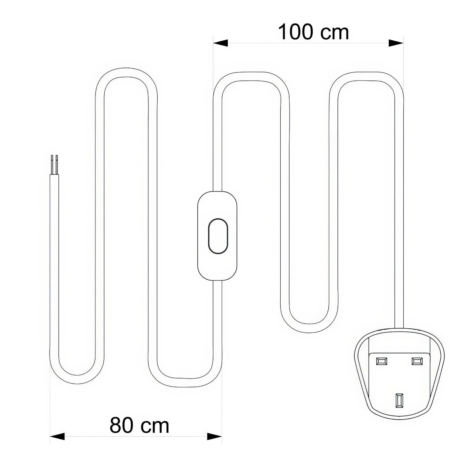 Cablaggio per lampada con cavo bianco trecciato 1,80 m e spina UK - Image 3