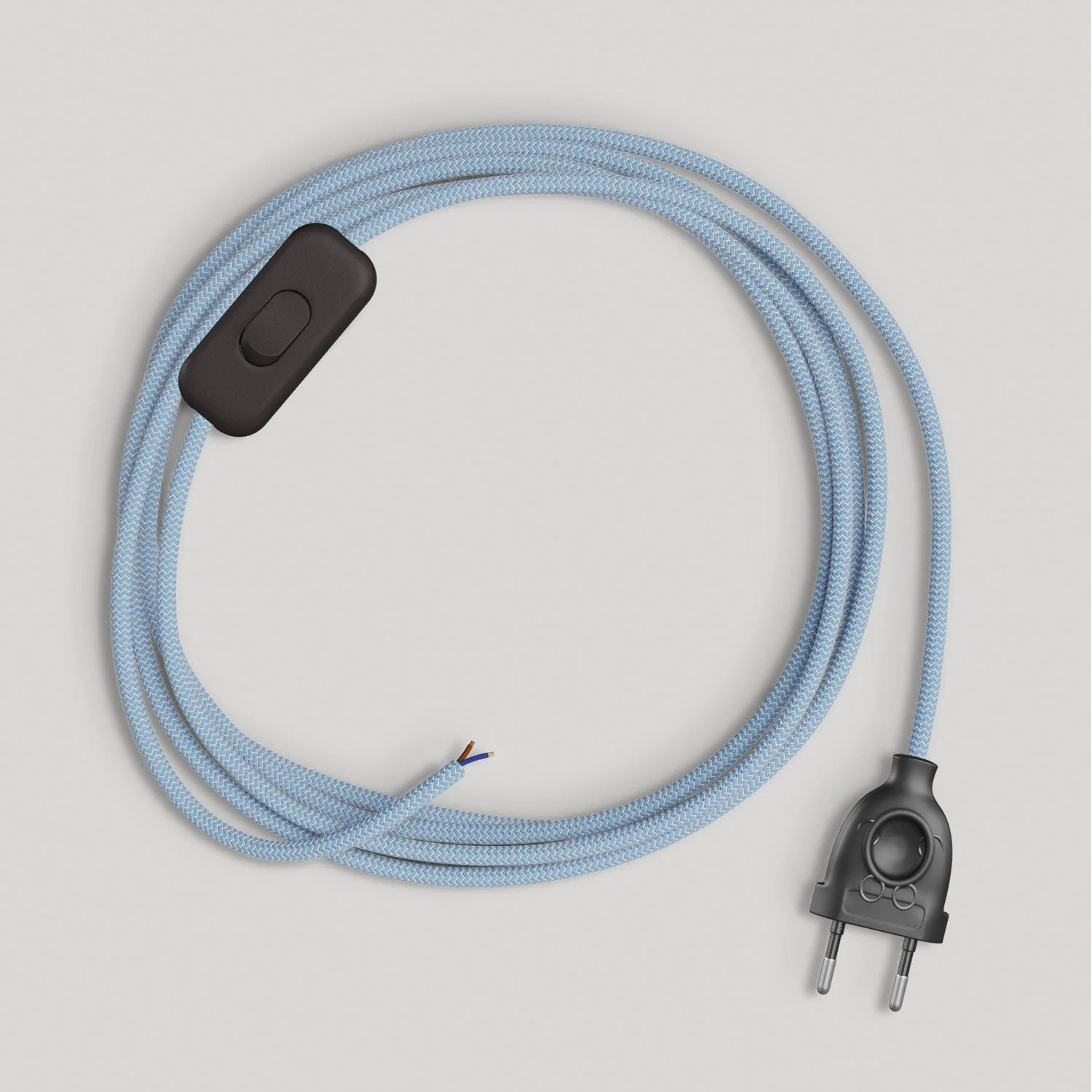 Cablaggio per lampada con cavo blu Steward in cotone 1,80 m - Image 4