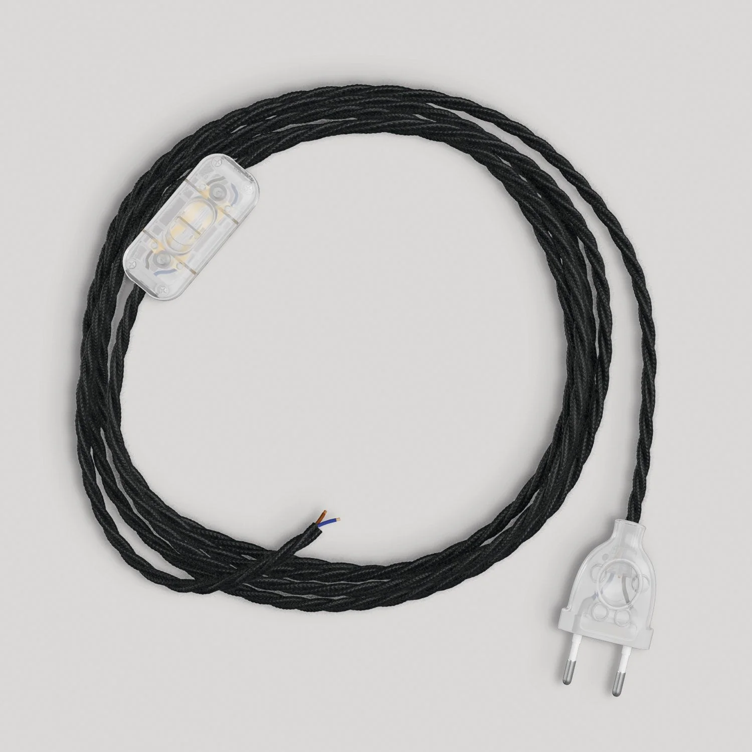 Cablaggio per lampada con cavo nero trecciato 1,80 m - Image 5