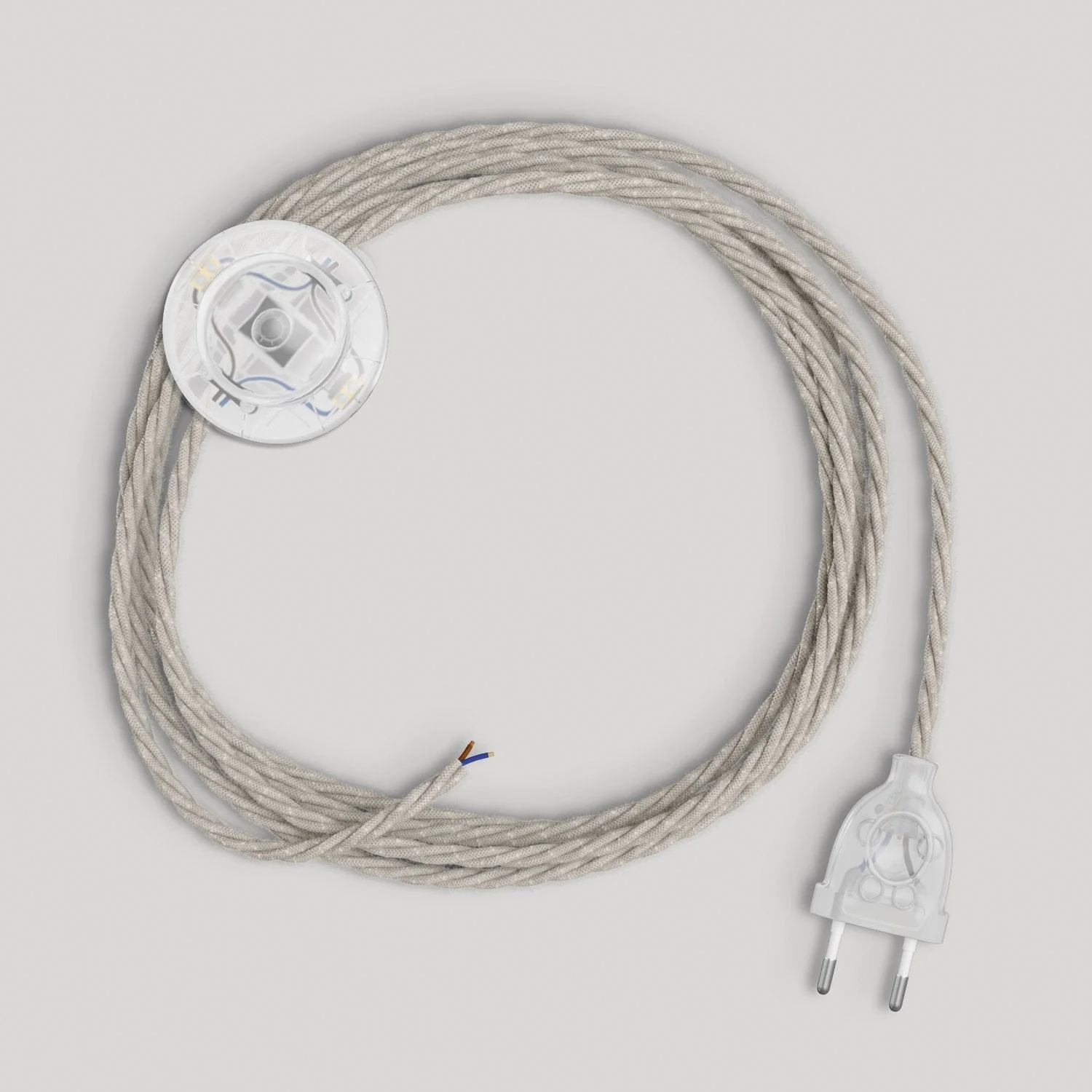 Cablaggio per lampada con cavo bianco trecciato 3 m - Image 5