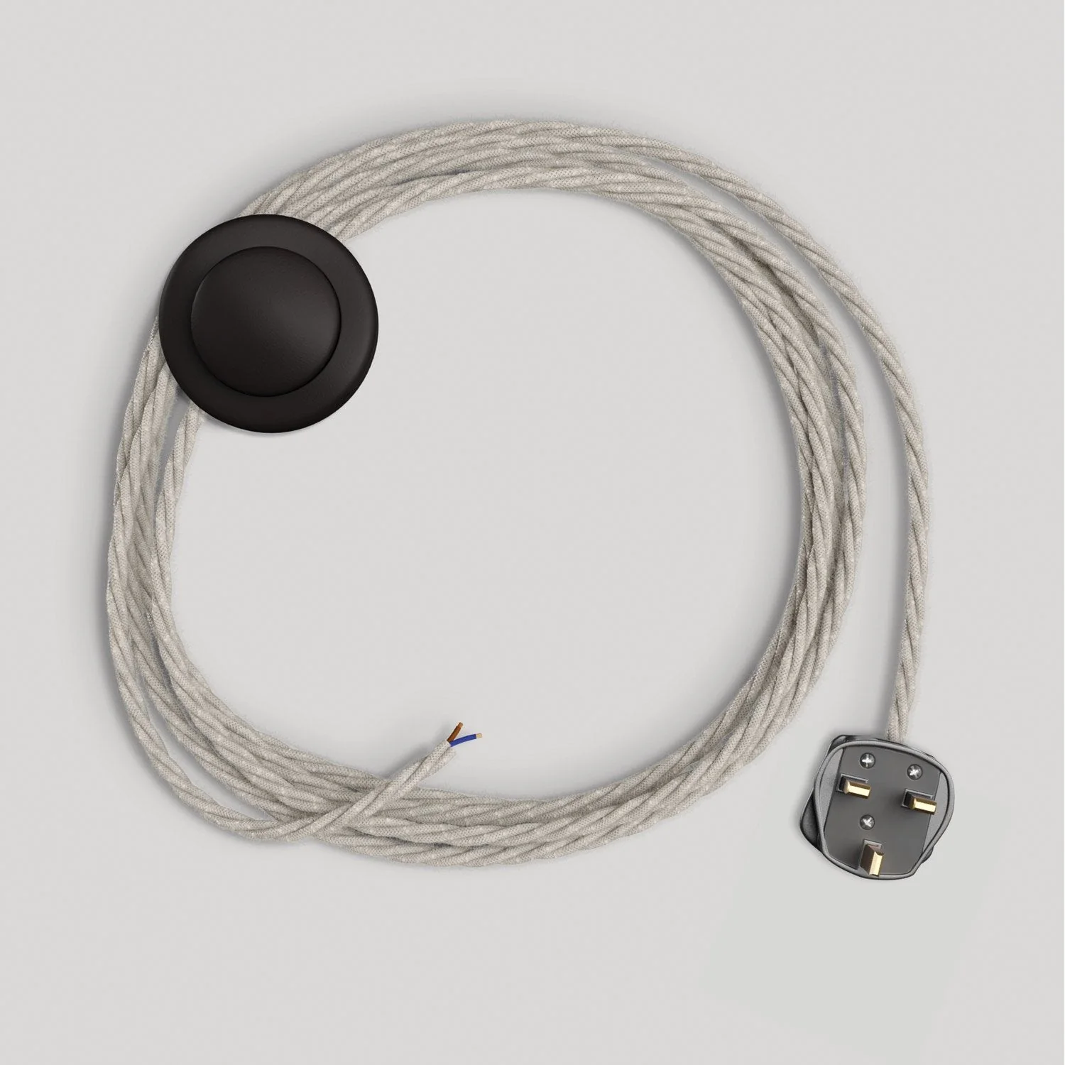 Cablaggio per lampada con cavo bianco trecciato 3 m e spina UK