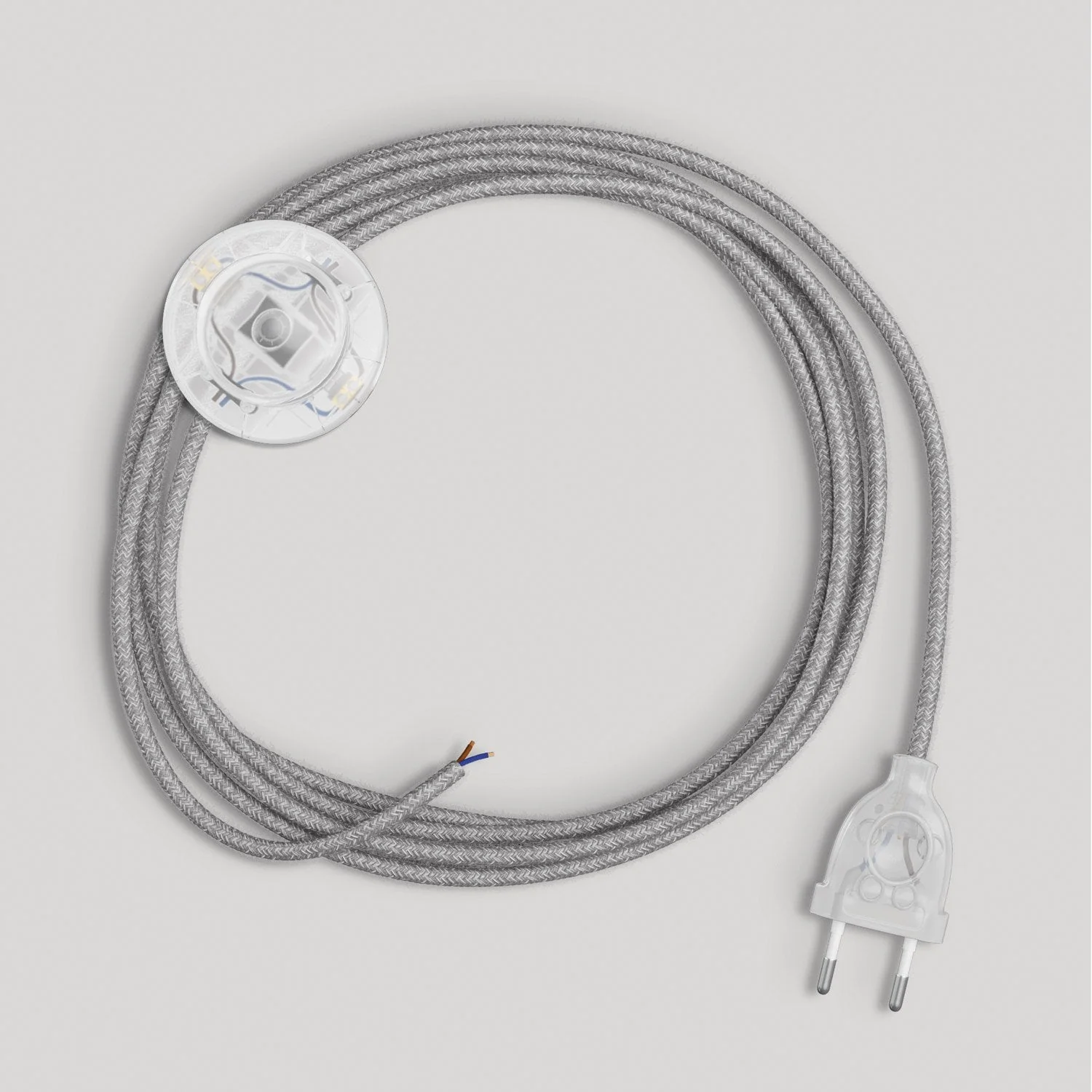 Cablaggio per lampada con cavo grigio in lino 3 m - Image 5