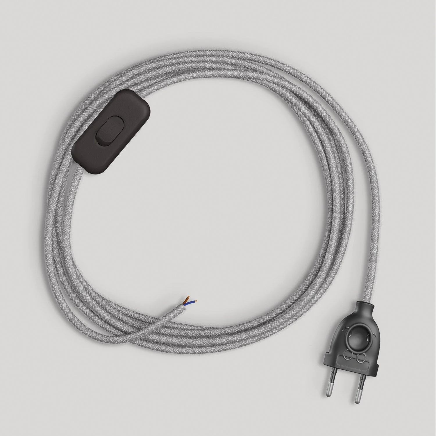 Cablaggio per lampada con cavo grigio in lino 1,80 m - Image 4