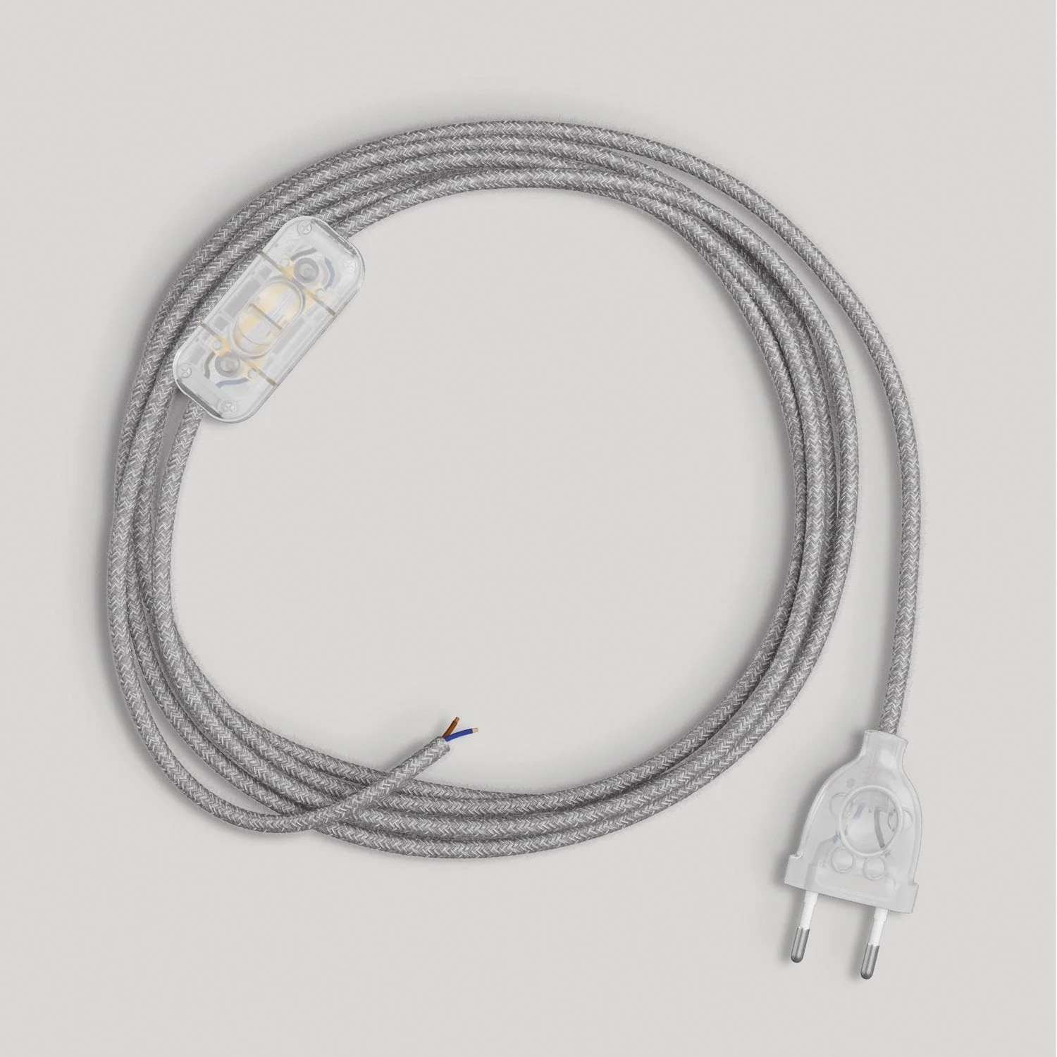 Cablaggio per lampada con cavo grigio in lino 1,80 m - Image 5
