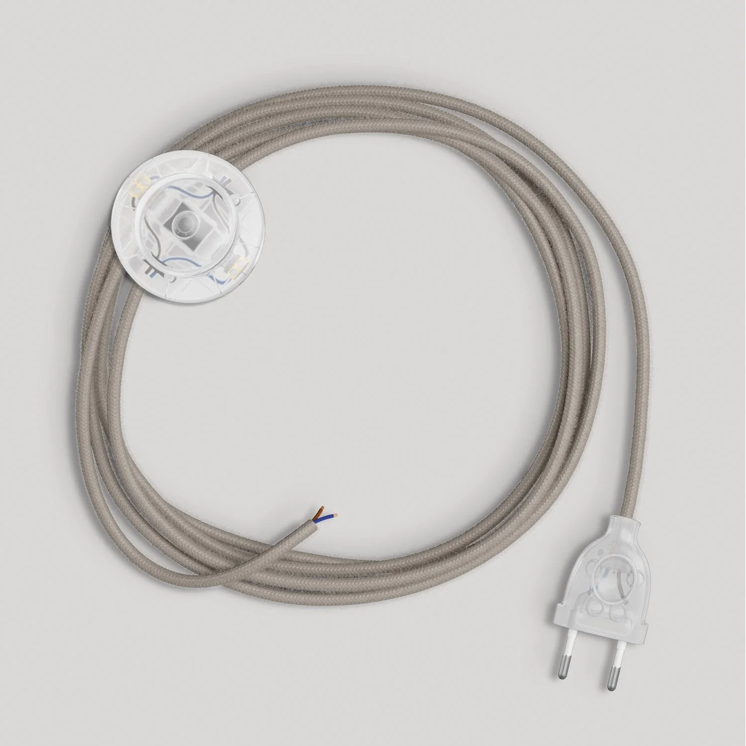 Cablaggio per lampada con cavo grigio tortora in cotone 3 m - Image 5