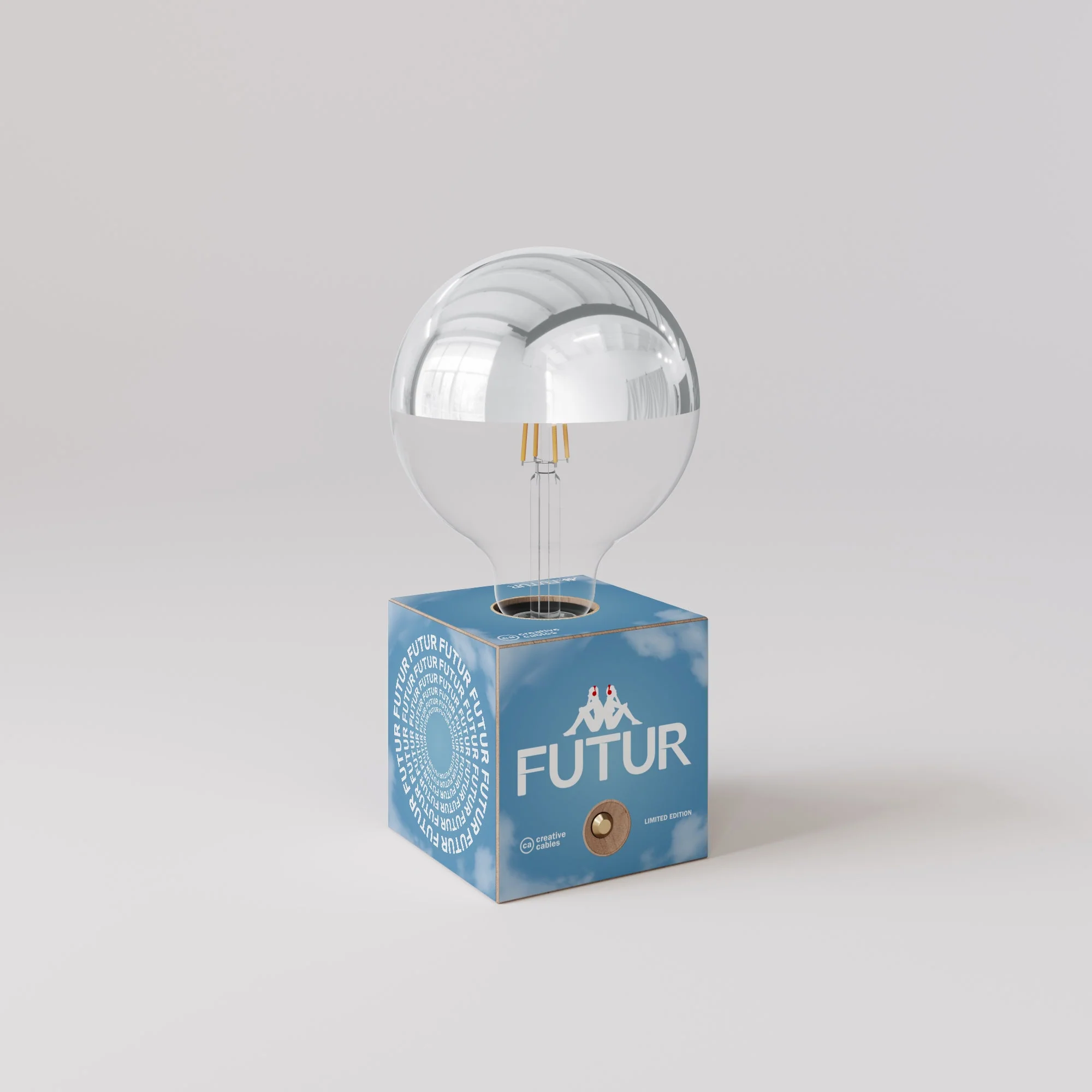 Lampada a batteria Cabless03 "Futur" con lampadina globo mezza sfera argento - Futur Festival - Image 3