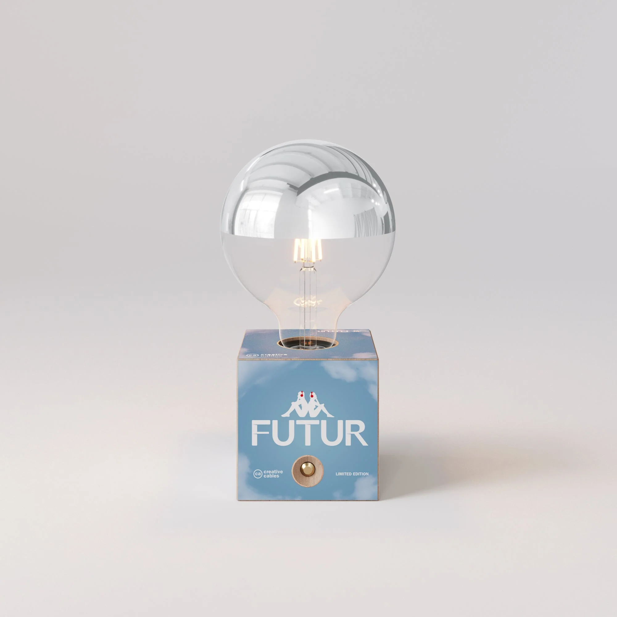 Lampada a batteria Cabless03 "Futur" con lampadina globo mezza sfera argento - Futur Festival - Image 4