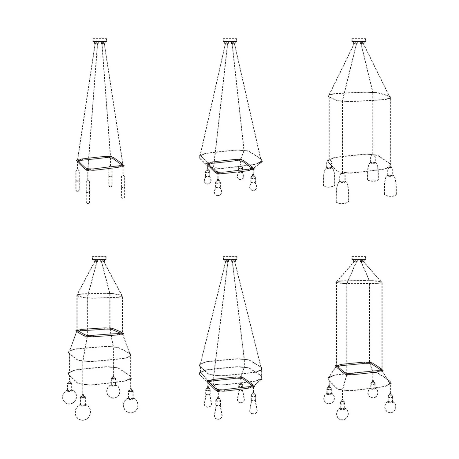 Cage Quadrato - Struttura per lampadari - Trasparente - Image 5
