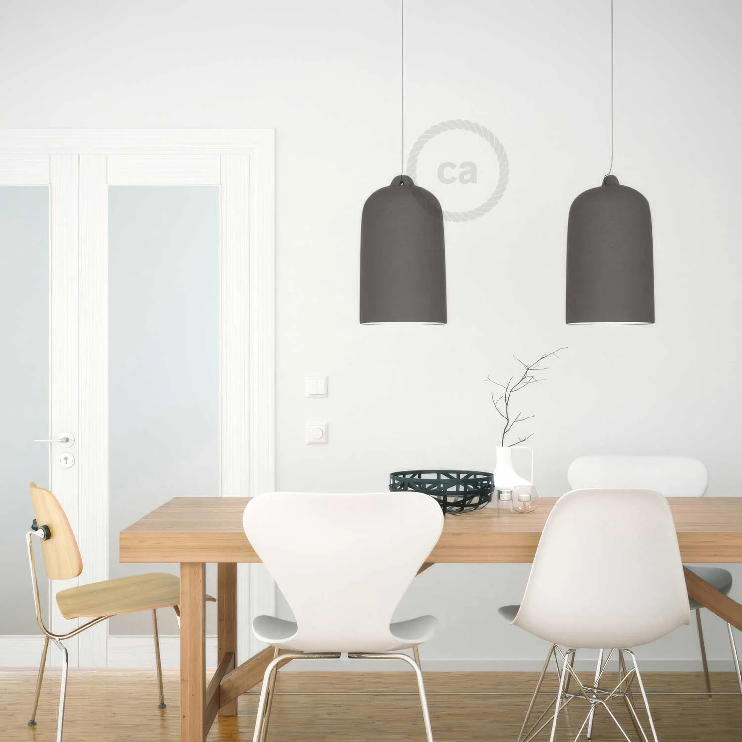 Campana, paralume XL in ceramica per sospensione - Made in Italy - Effetto cemento - Image 3