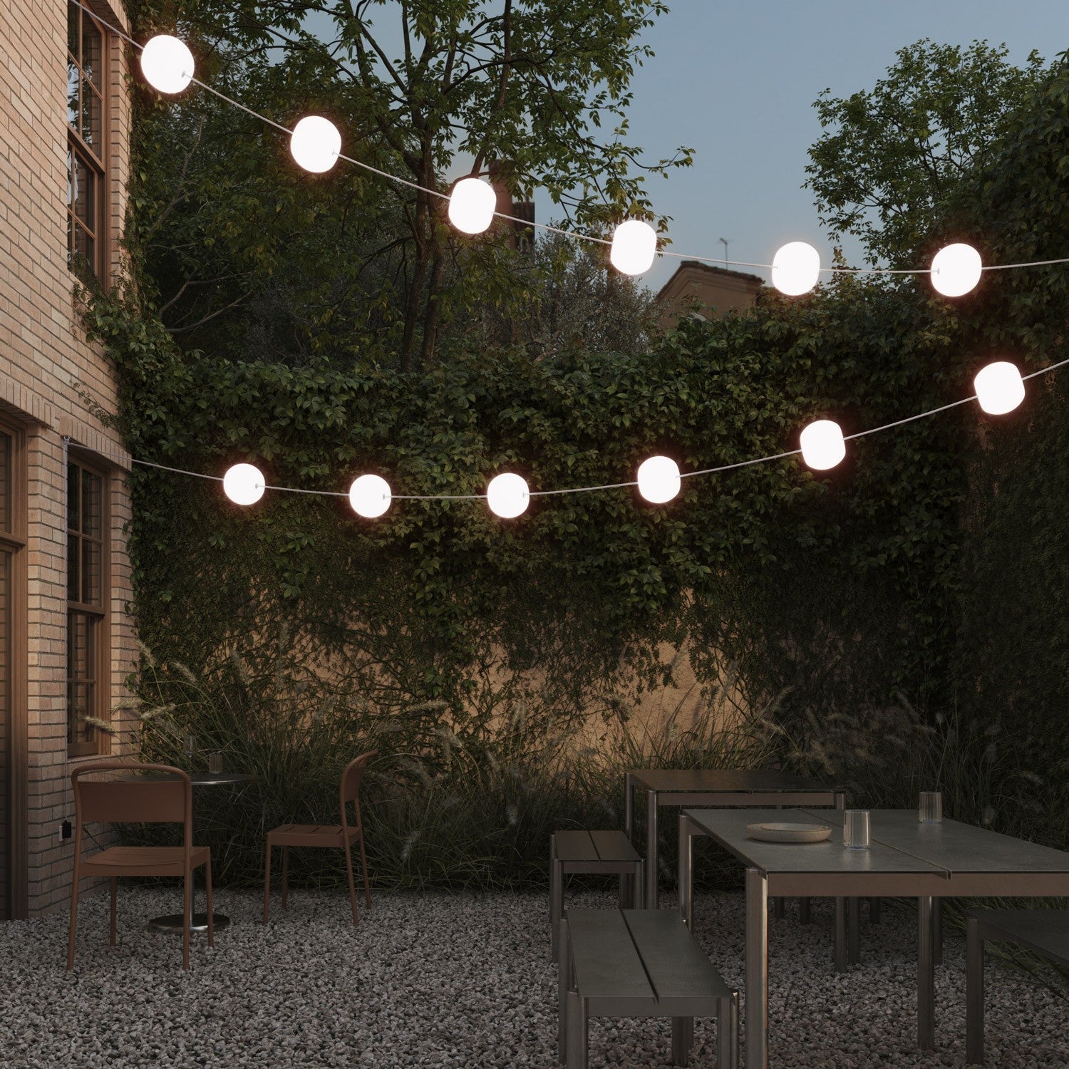 Catena luminosa 12 punti luce da esterno IP67 Bianco Sabbia con spina UK - Marina12 Cherry - Image 2