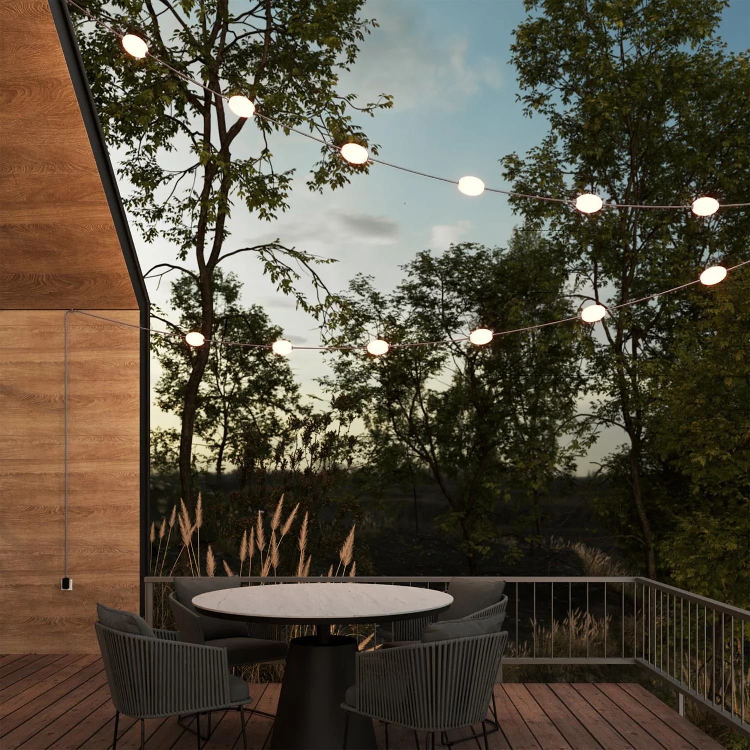 Catena luminosa 12 punti luce da esterno IP67 Grigio con spina UK - Marina12 - Image 2