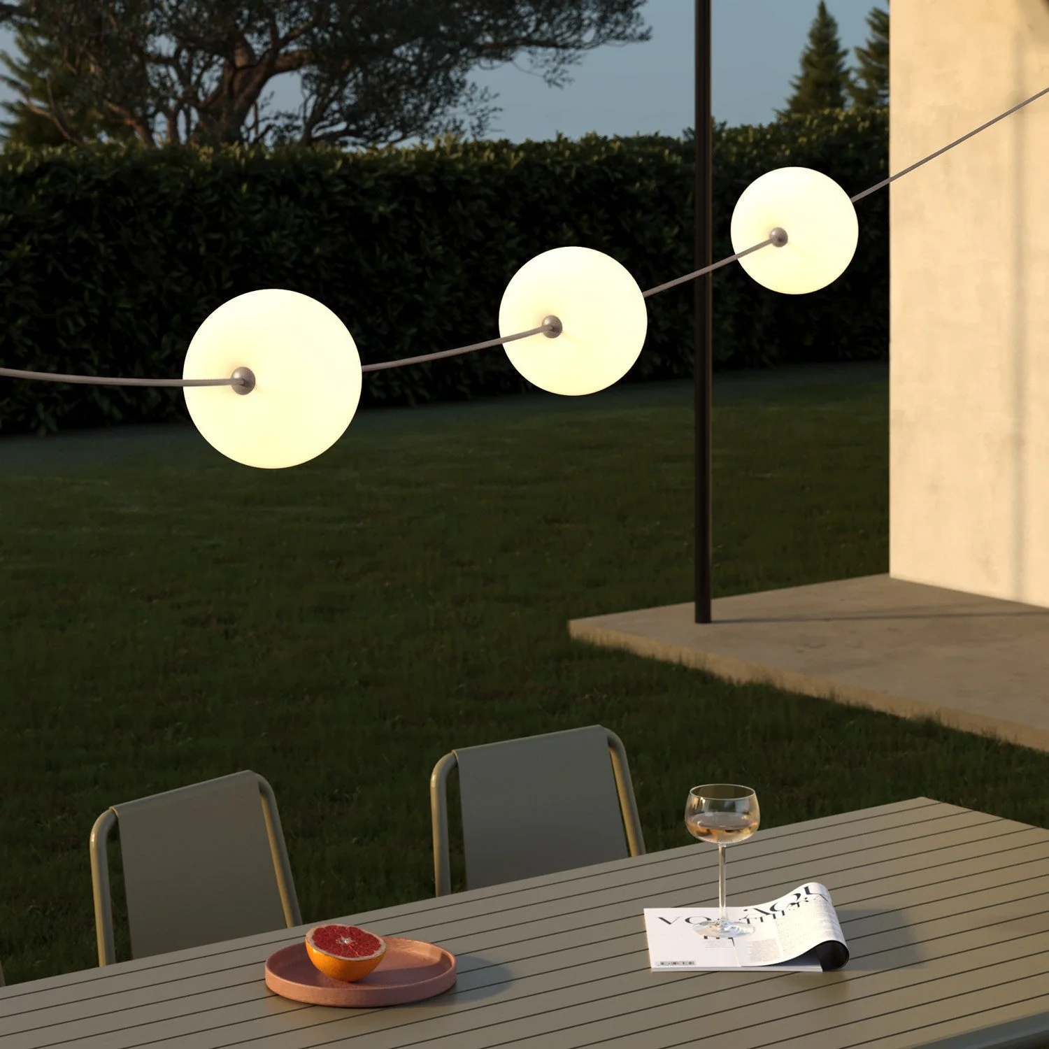 Catena luminosa 3 punti luce da esterno IP67 Desert Brown con spina UK - Marina3 Cherry - Image 3