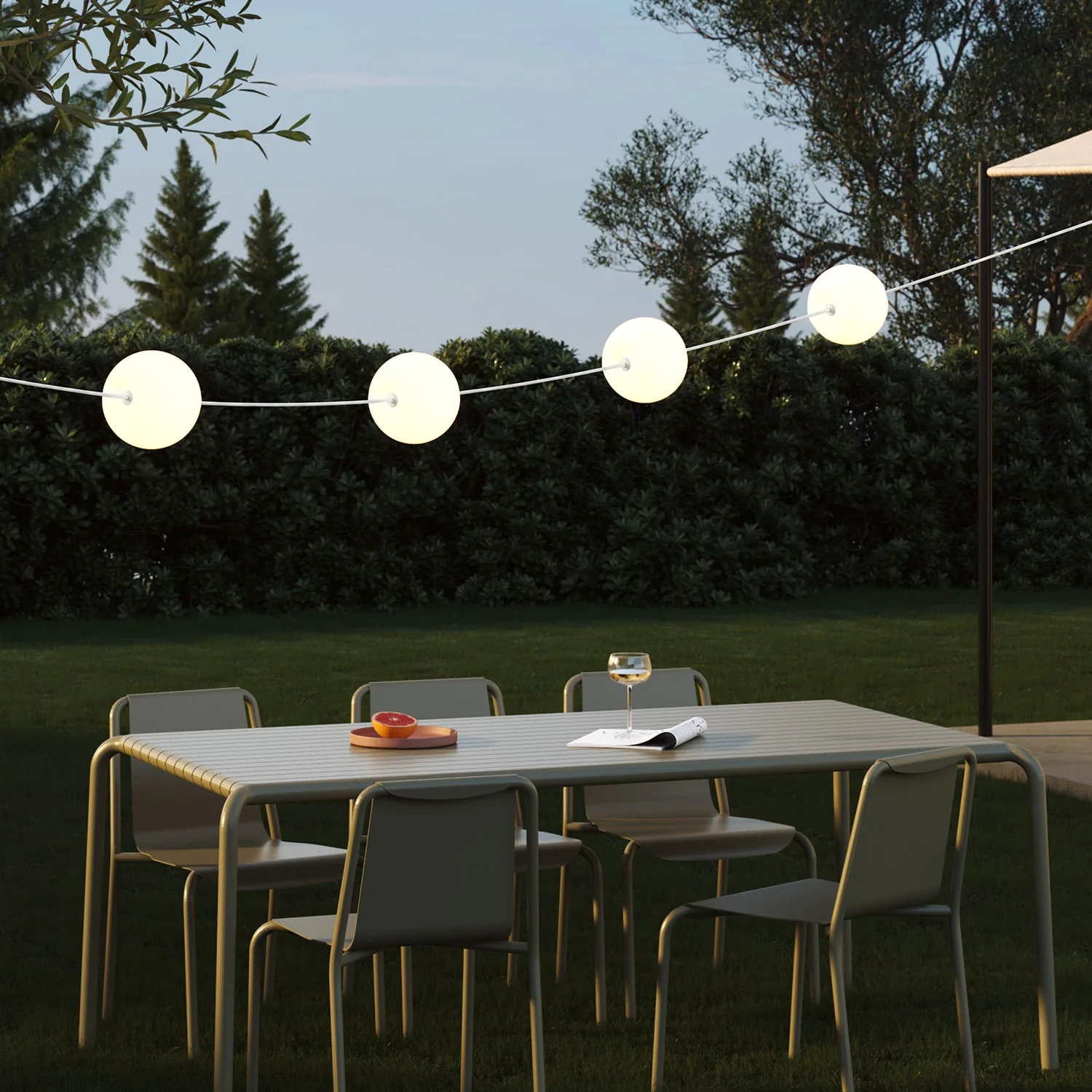 Catena luminosa 4 punti luce da esterno IP67 Bianco Sabbia con spina UK - Marina4 Cherry - Image 2