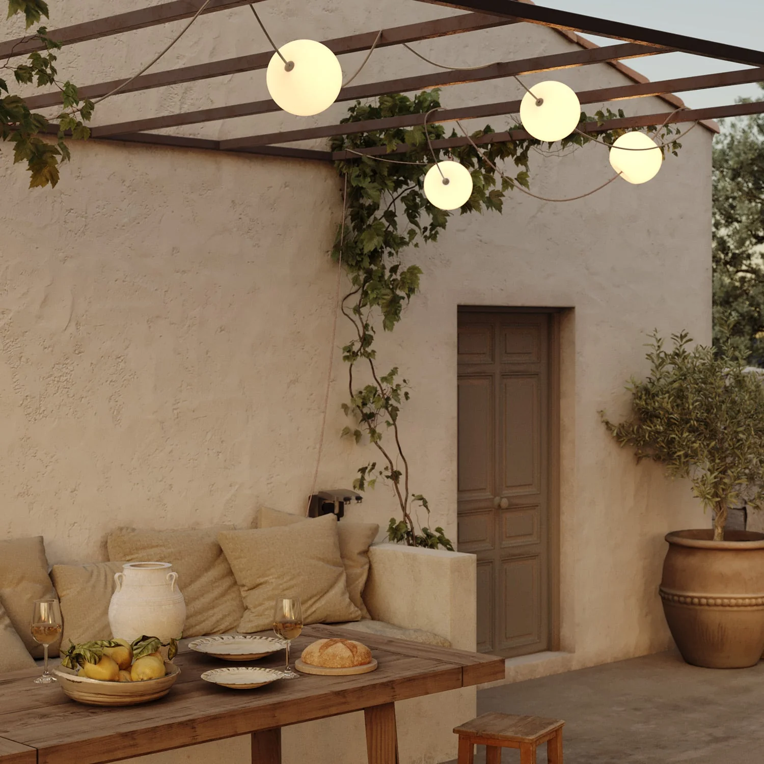 Catena luminosa 6 punti luce da esterno IP67 Desert Brown con spina UK - Marina6 Cherry - Image 12