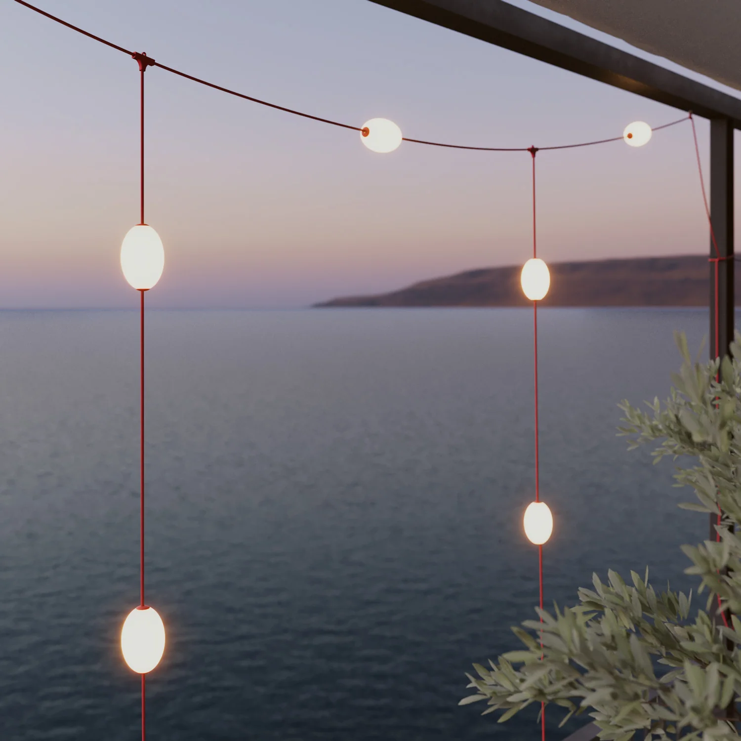 Catena luminosa reticolare 7 punti luce da esterno IP67 Rosso stella marina con spina UK - Marina GRID - Image 3