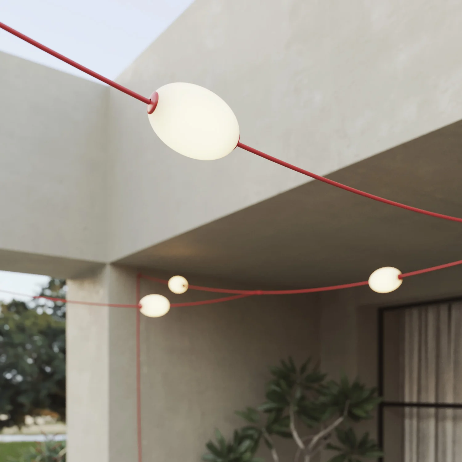 Catena luminosa reticolare 7 punti luce da esterno IP67 Rosso stella marina con spina UK - Marina GRID - Image 5