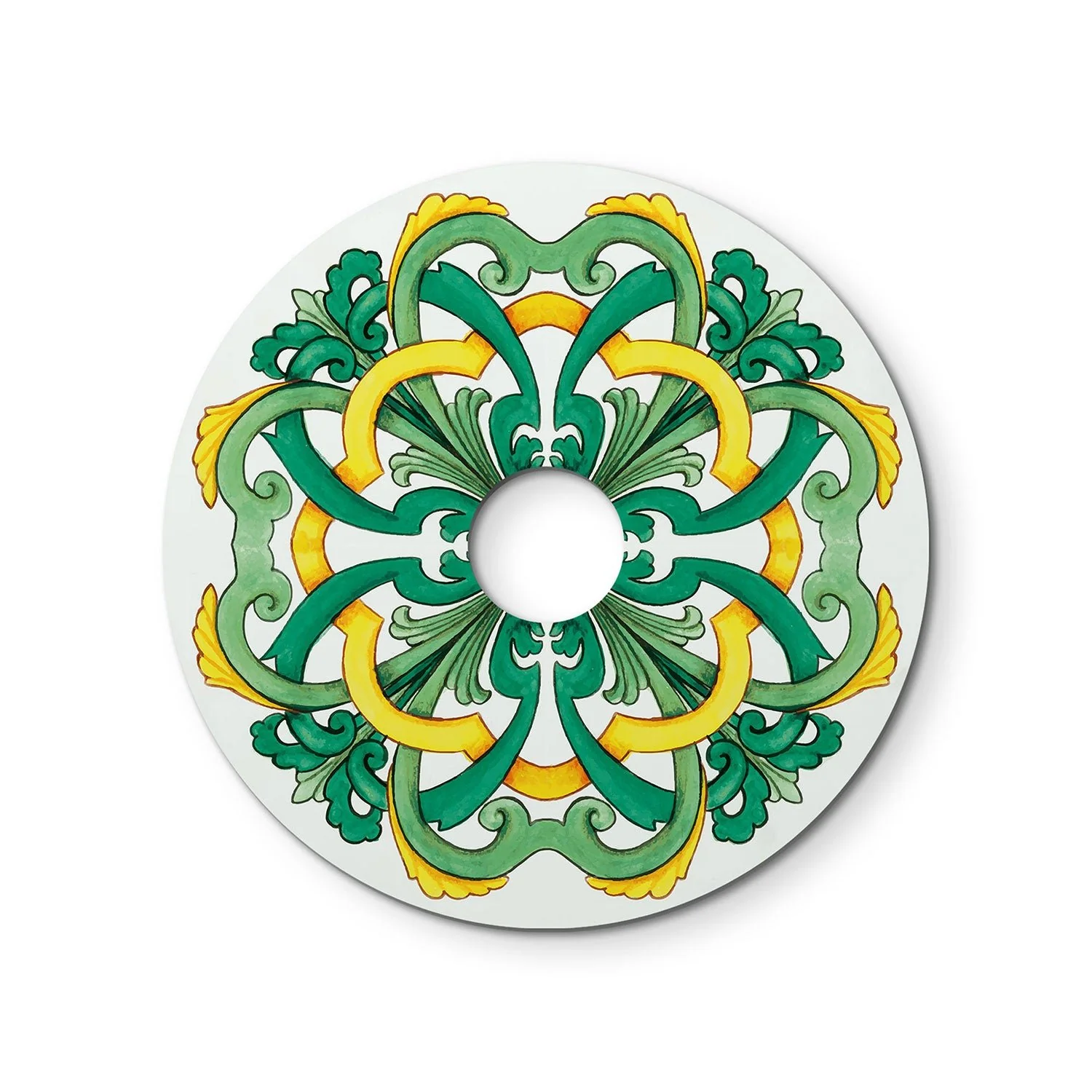 Catenaria Sistema Lumet 'Maioliche' da 7,5 m con cavo tessile, 5 portalampada e paralumi Giallo e Verde, gancio e spina nera - Image 4