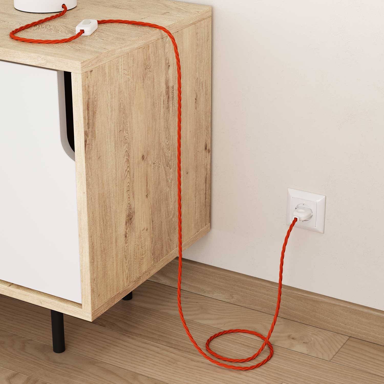 Cavo colorato in tessuto trecciato Arancione Fiamma - L'Originale Creative Cables, ideale per lampade creative - TM15 - Image 3