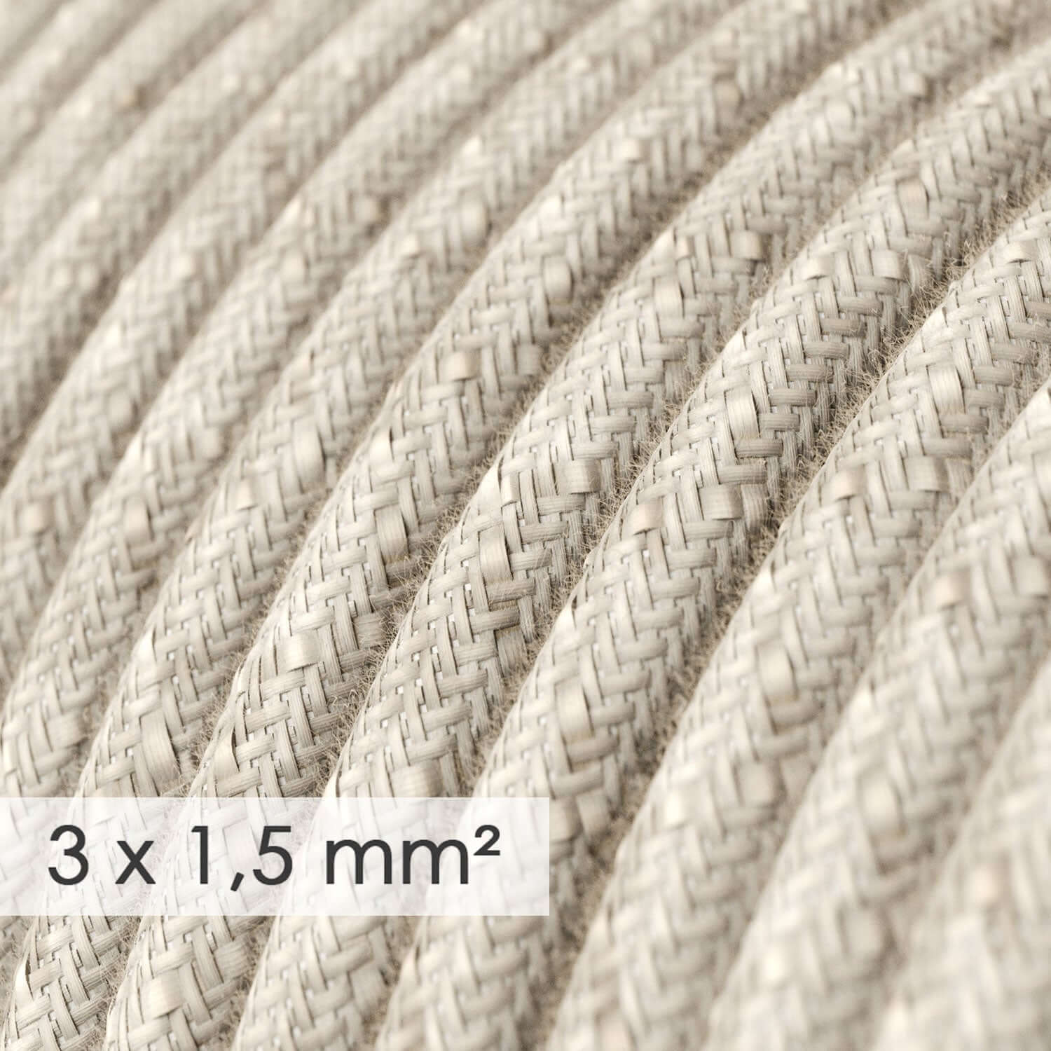 Cavo elettrico a larga sezione 3x1,50 rotondo - lino naturale Neutro RN01 - Image 2