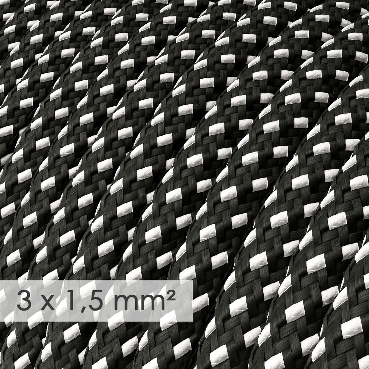 Cavo elettrico a larga sezione 3x1,50 rotondo - tessuto effetto seta 3D in rilievo Stelle RT41 - Image 2