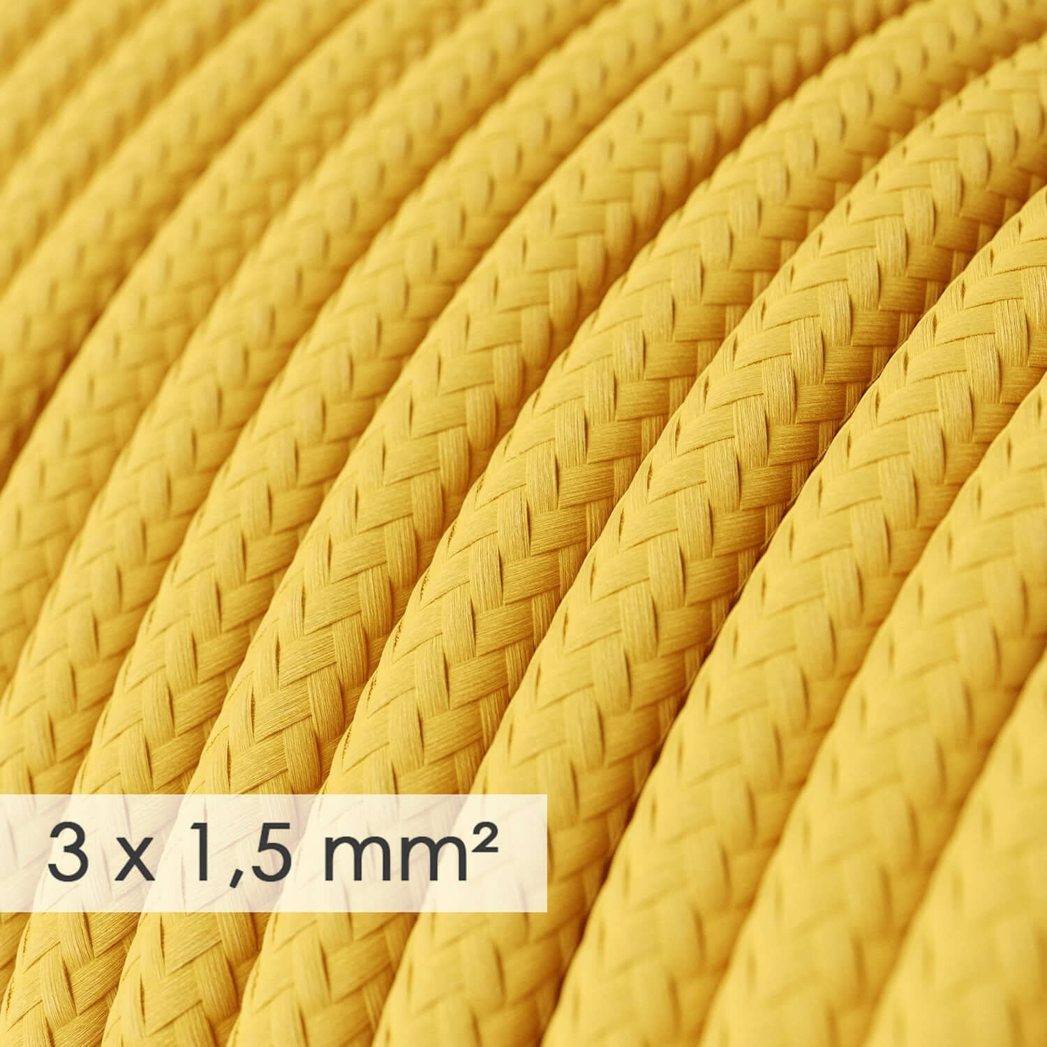 Cavo elettrico a larga sezione 3x1,50 rotondo - tessuto effetto seta Giallo RM10 - Image 2