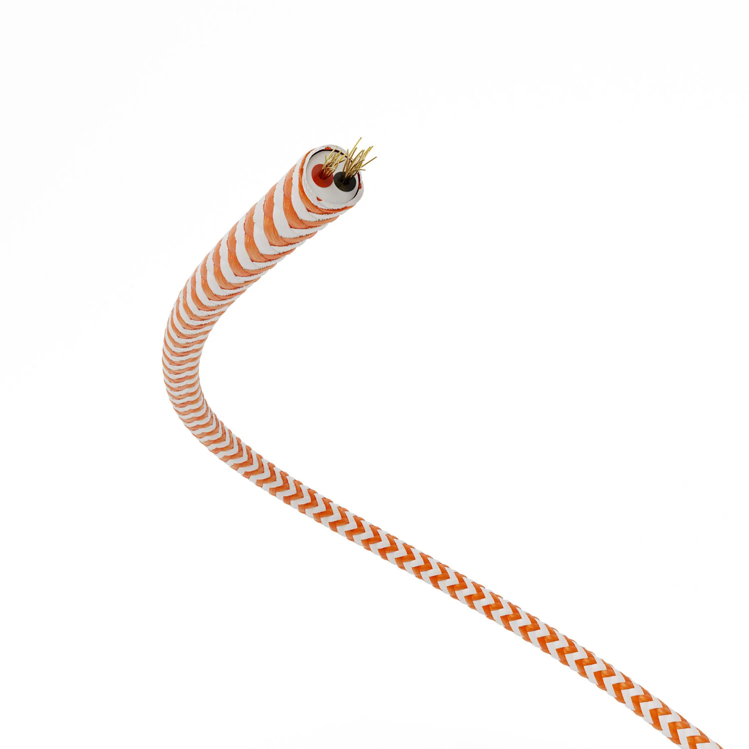 Cavo elettrico Extra Low Voltage rivestito in tessuto Zig Zag Bianco Arancione RZ15 - Image 3