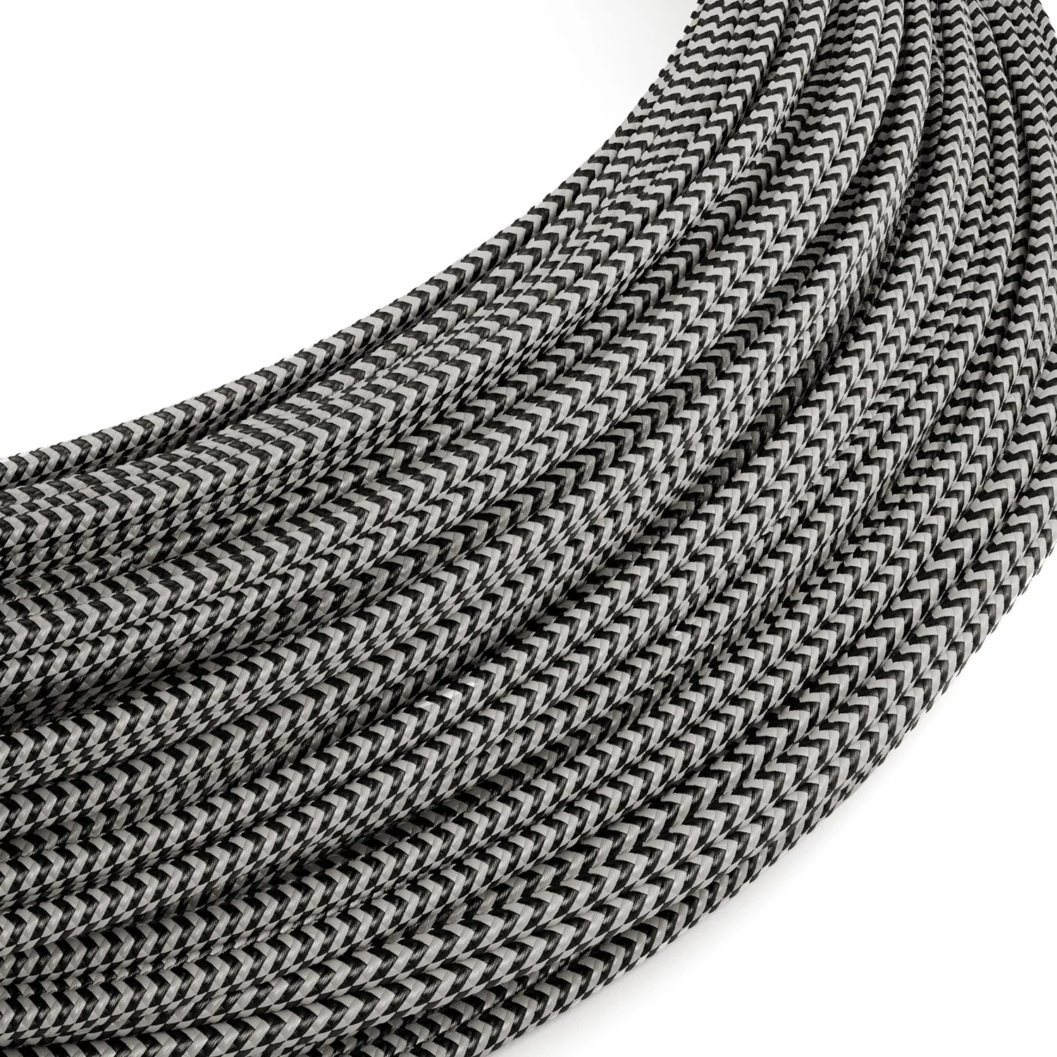 Cavo elettrico Extra Low Voltage rivestito in tessuto Zig Zag Bianco Nero RZ04