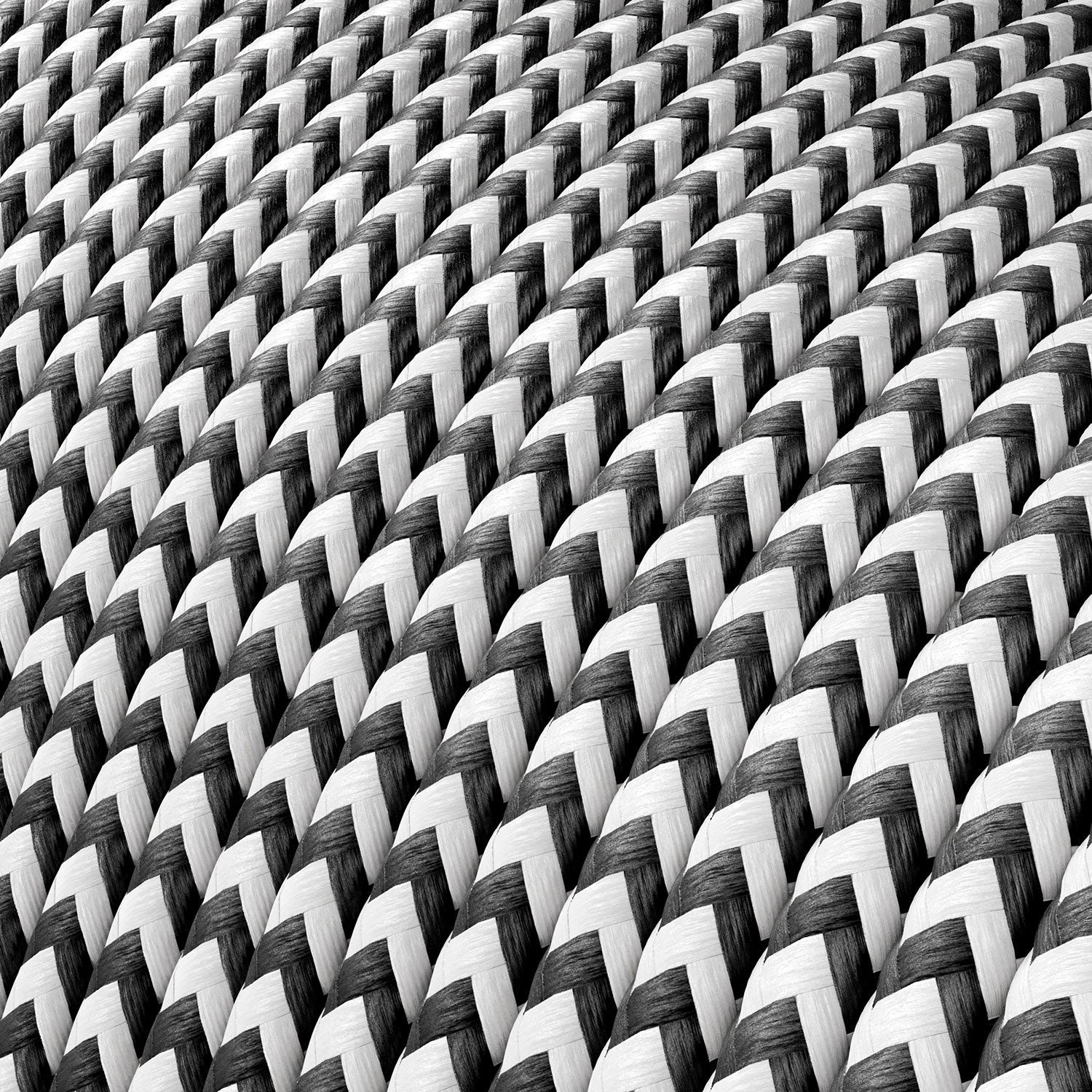 Cavo elettrico Extra Low Voltage rivestito in tessuto Zig Zag Bianco Nero RZ04 - Image 2