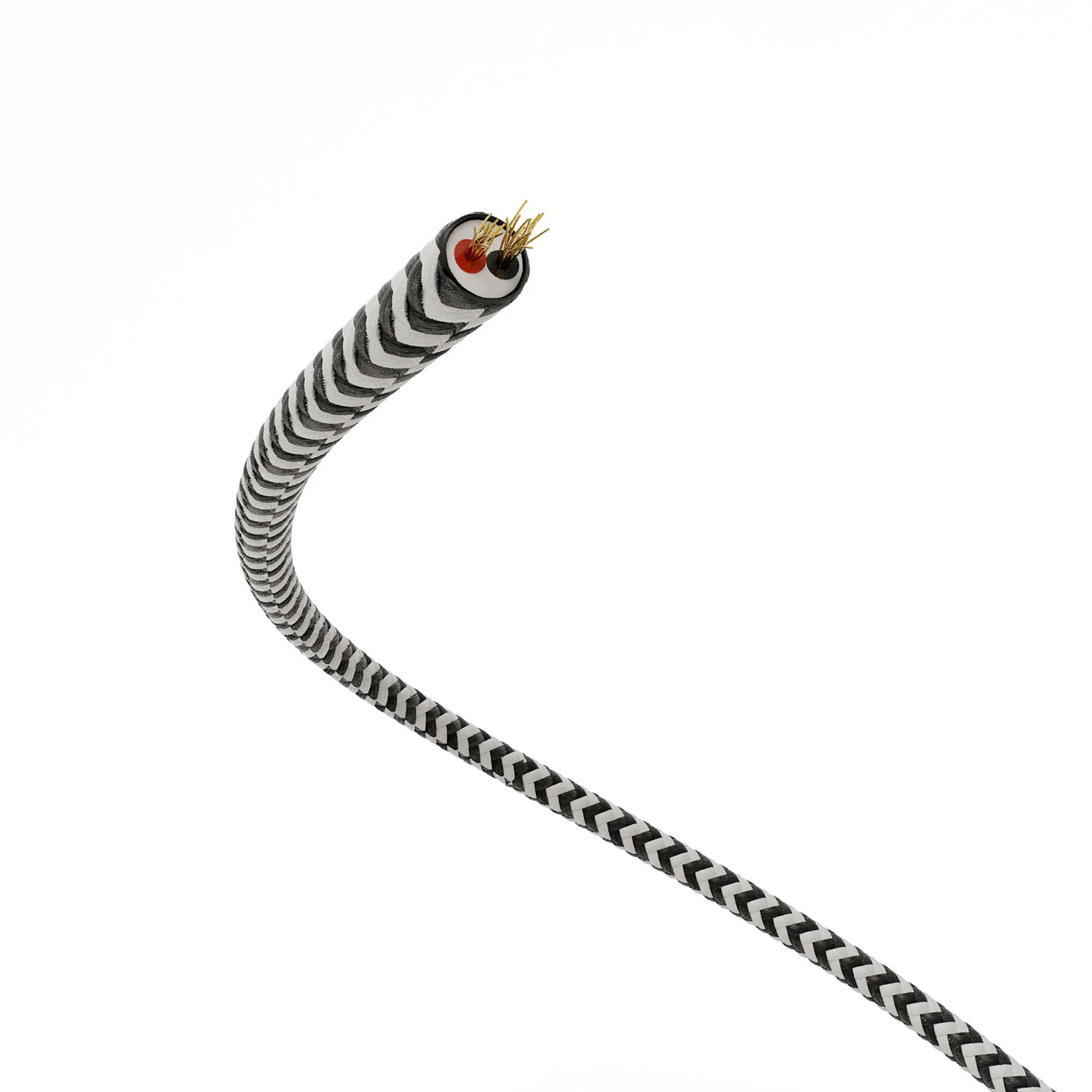 Cavo elettrico Extra Low Voltage rivestito in tessuto Zig Zag Bianco Nero RZ04 - Image 3