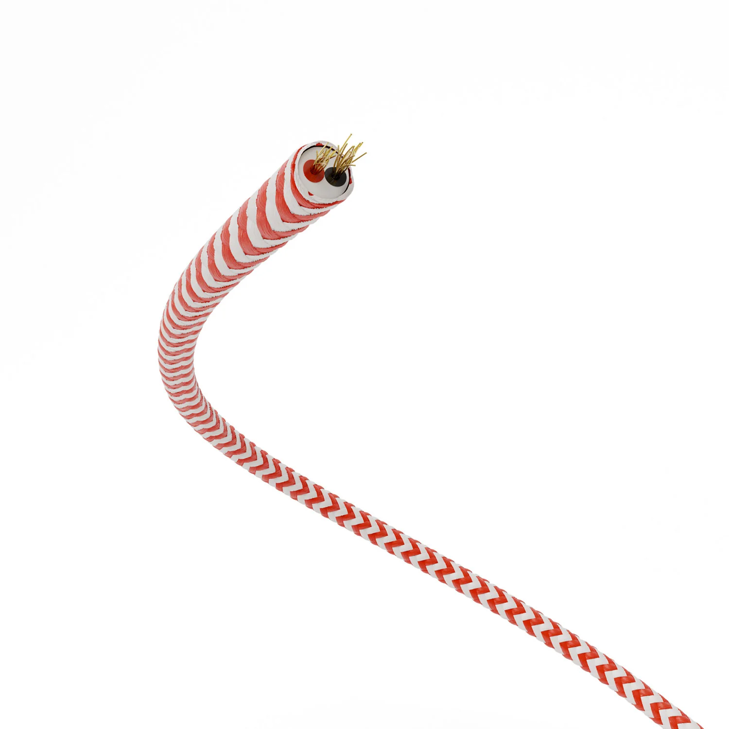 Cavo elettrico Extra Low Voltage rivestito in tessuto Zig Zag Bianco Rosso RZ09 - Image 3