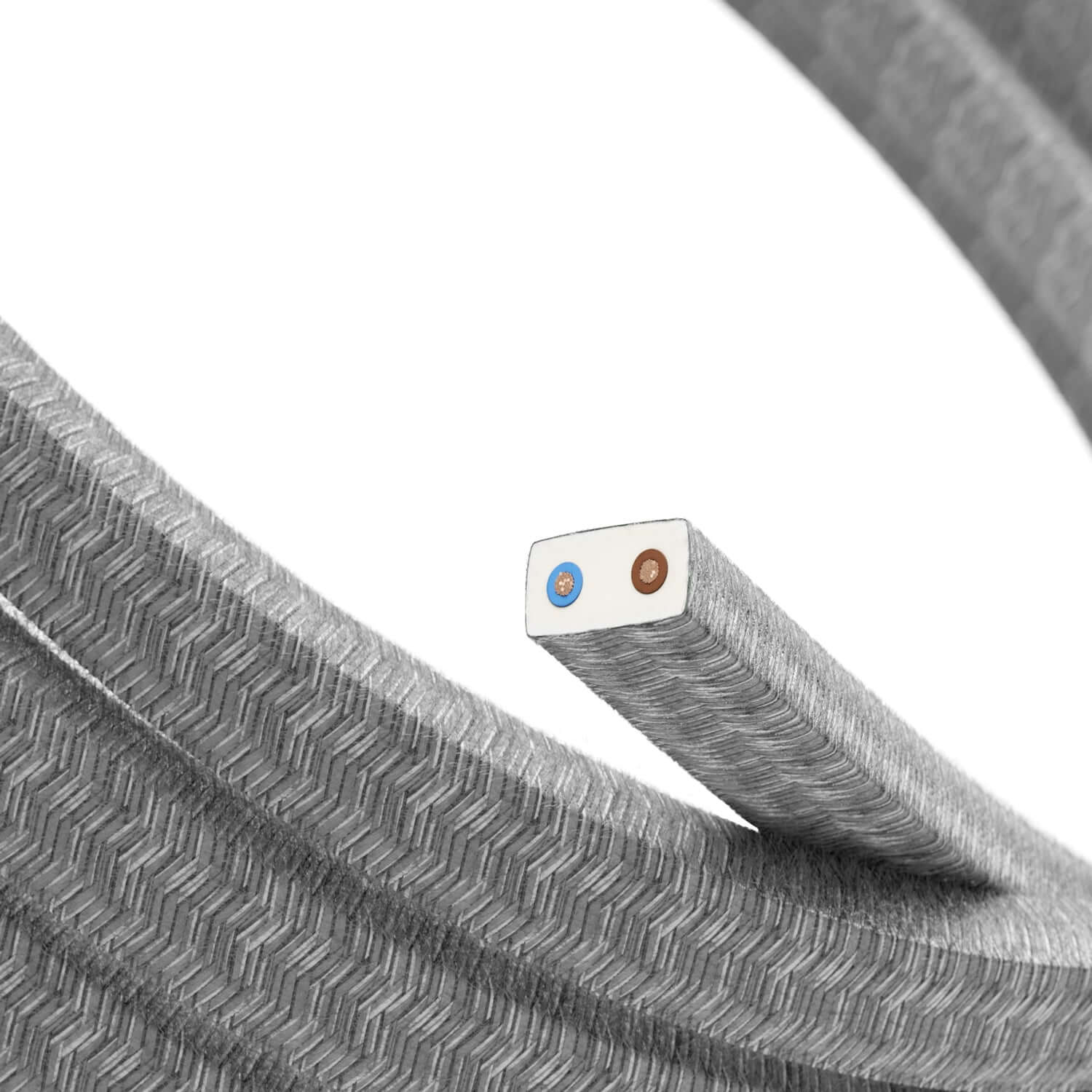 Cavo elettrico per catenaria rivestito in lino naturale Grigio CN02 - UV resistant - Image 2