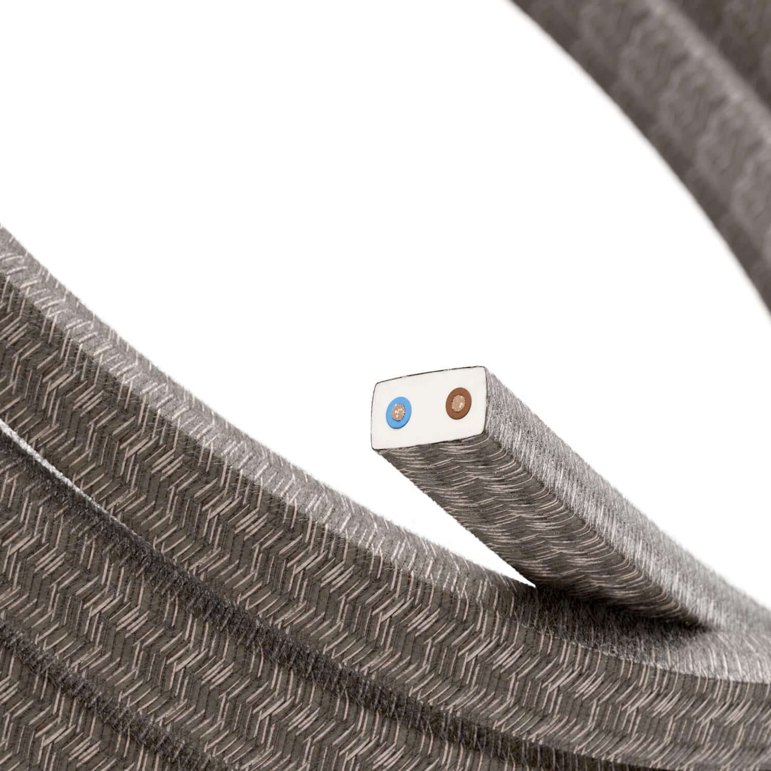 Cavo elettrico per catenaria rivestito in lino naturale Marrone CN04 - UV resistant - Image 2