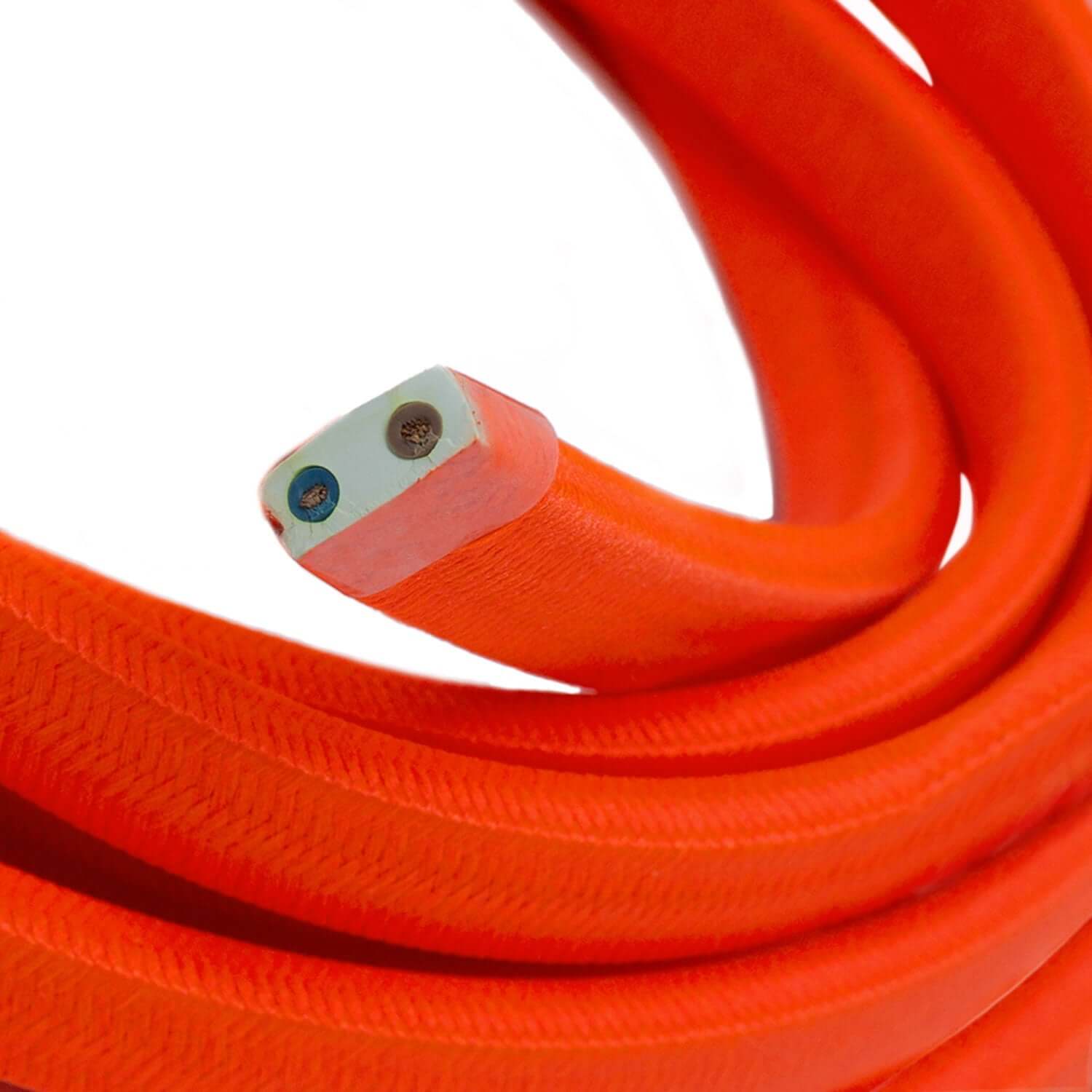 Cavo elettrico per catenaria rivestito in tessuto Arancione Fluo CF15 - Image 2