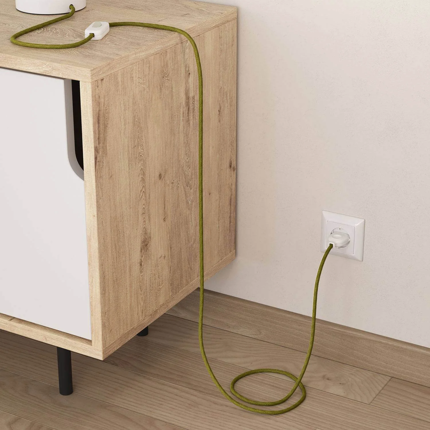 Cavo elettrico rivestito in juta Verde Fieno - L'Originale Creative Cables, per lampade fai-da-te originali - RN23 - Image 3