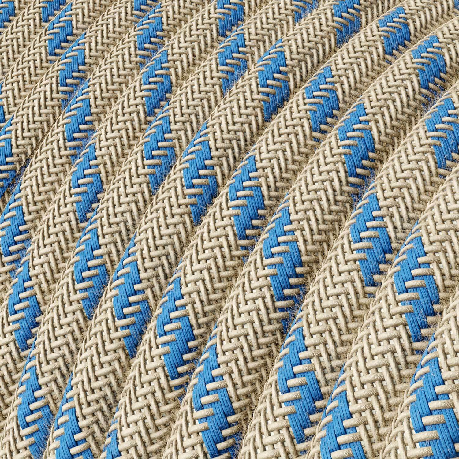 Corda elettrica in tessuto Blu Steward e Beige Stripes - L'Originale Creative Cables, per lampade DIY - RD55 - Image 2