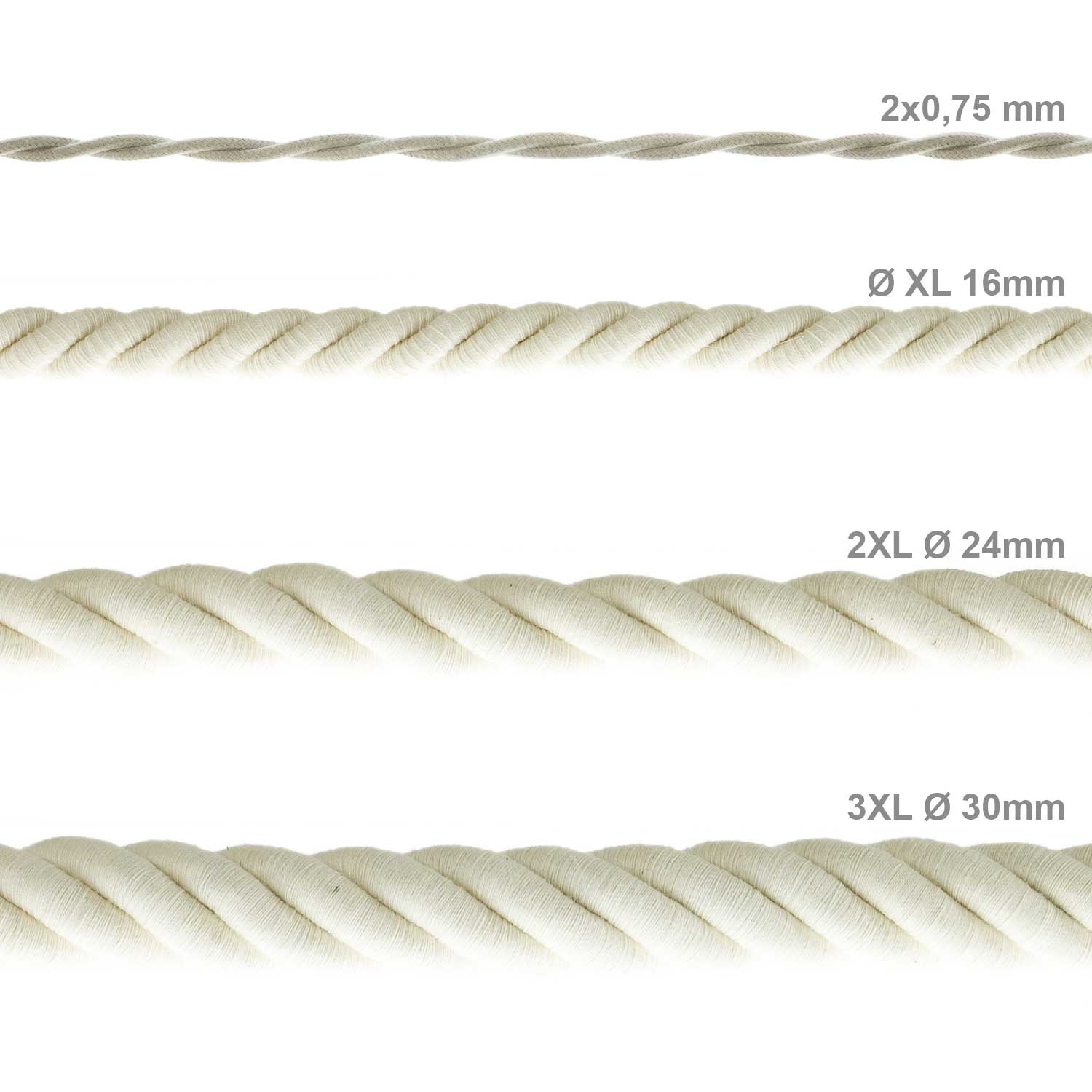 Cordone elettrico 3x0,75 rivestito in cotone grezzo - Image 4