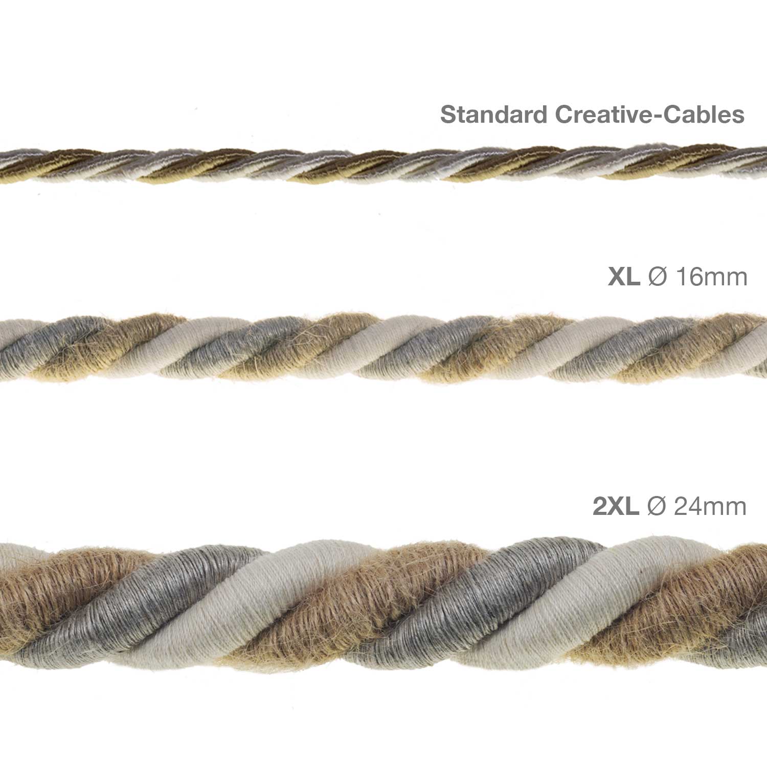 Cordone elettrico 3x0,75 rivestito in juta, cotone e lino naturale Country - Image 4