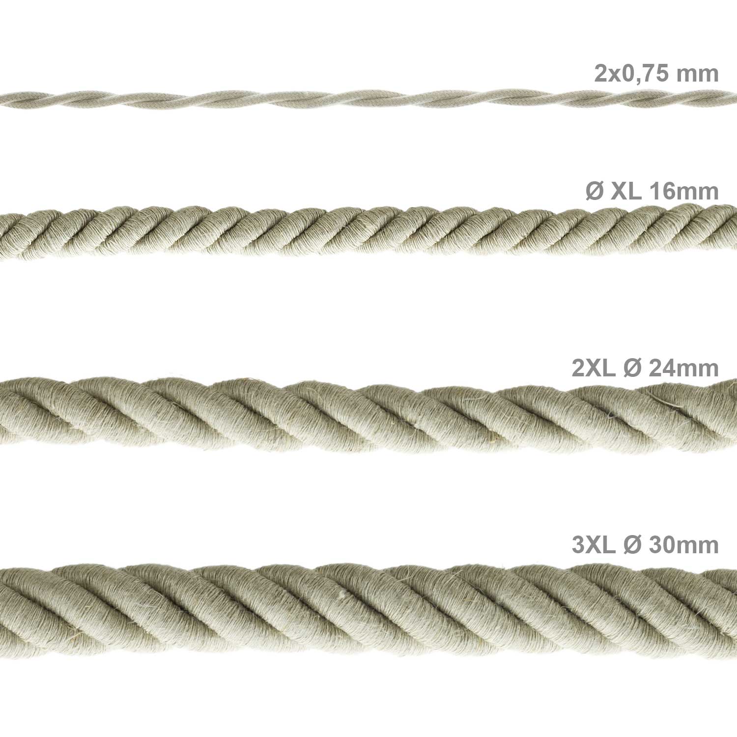 Cordone elettrico 3x0,75 rivestito in lino naturale - Image 4
