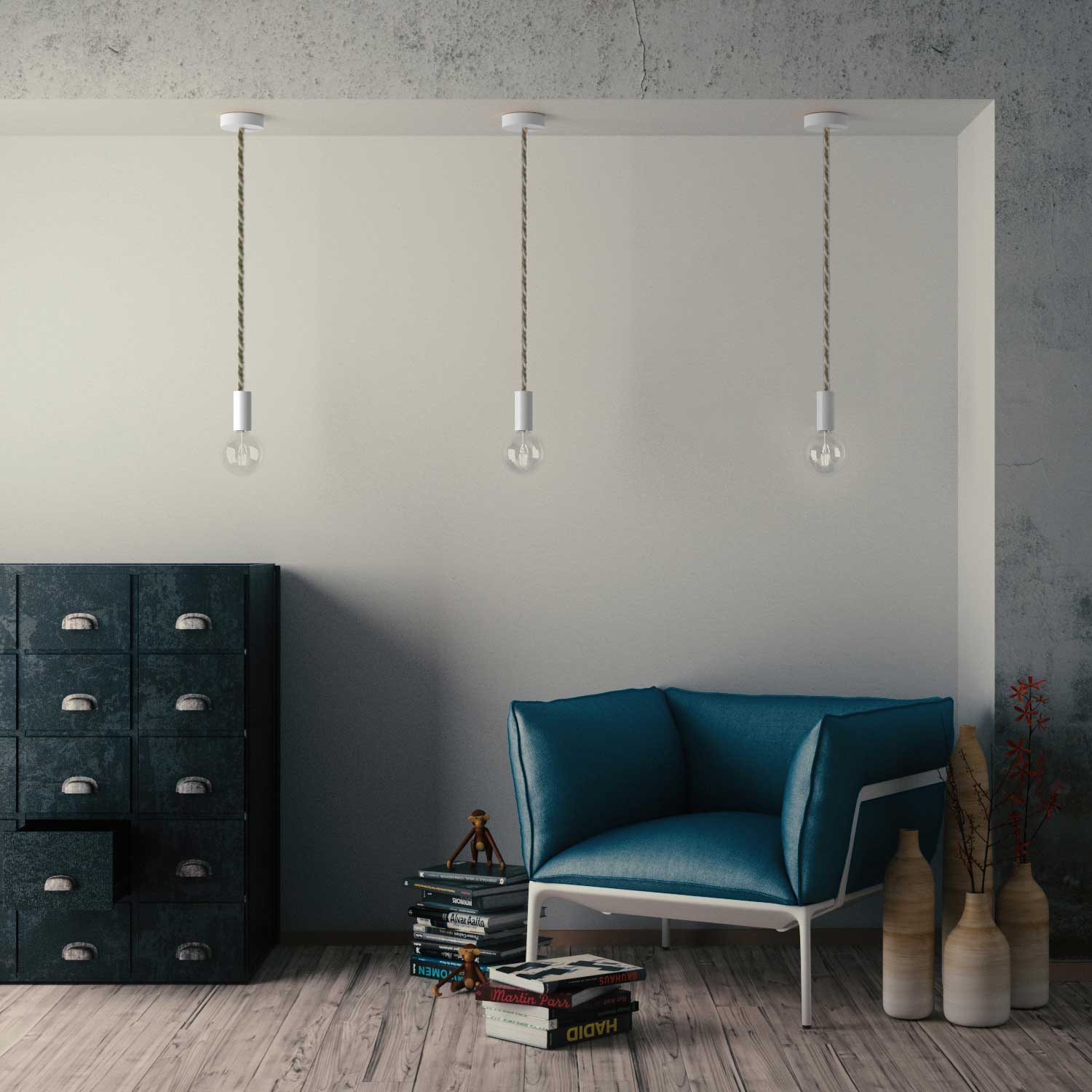 Cordone elettrico 3x0,75 rivestito in lino naturale e cotone grezzo - Image 3