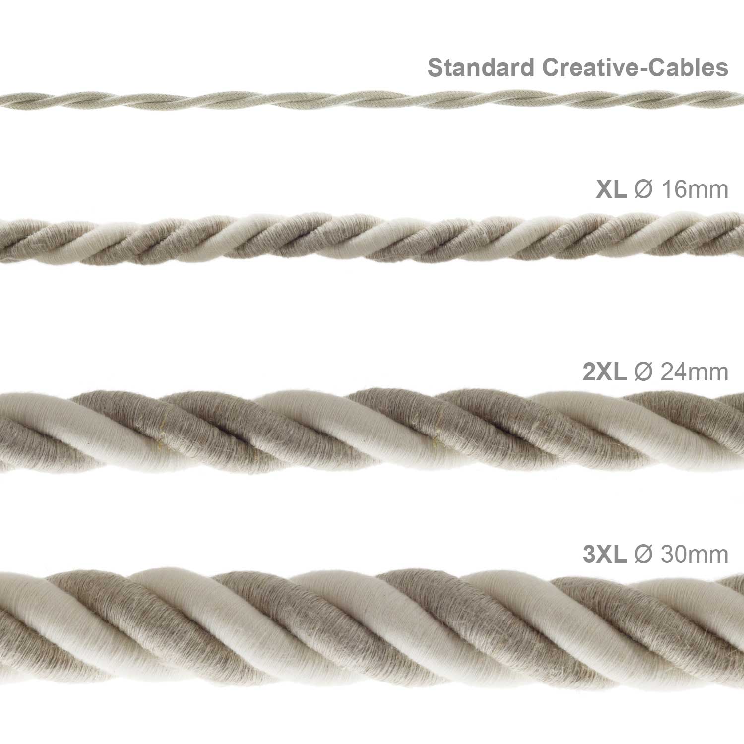 Cordone elettrico 3x0,75 rivestito in lino naturale e cotone grezzo - Image 4