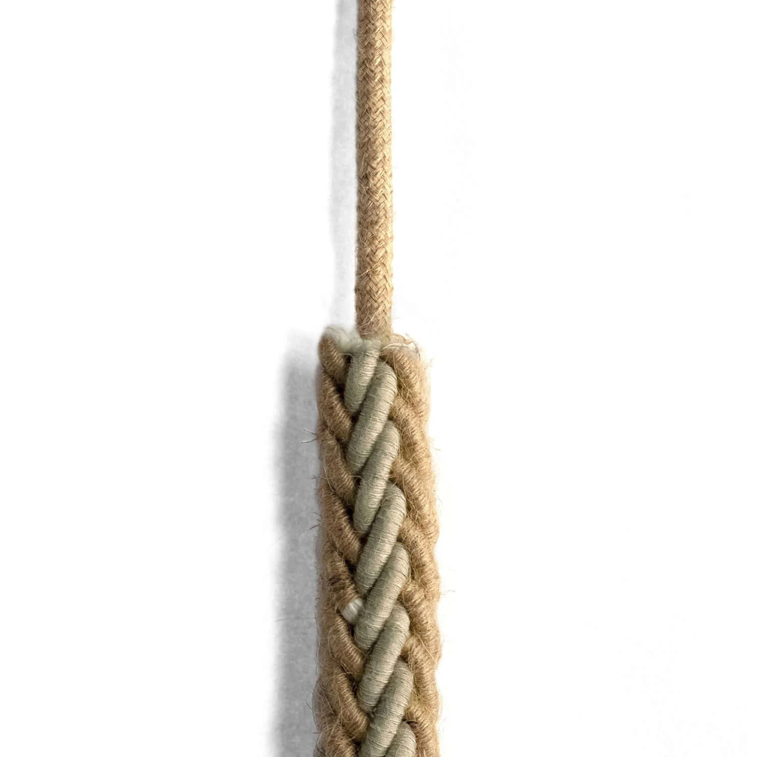 Cordone trecciato 2XL in Juta e Lino naturale grigio, cavo elettrico 2x0,75. Diametro 24mm - Image 3