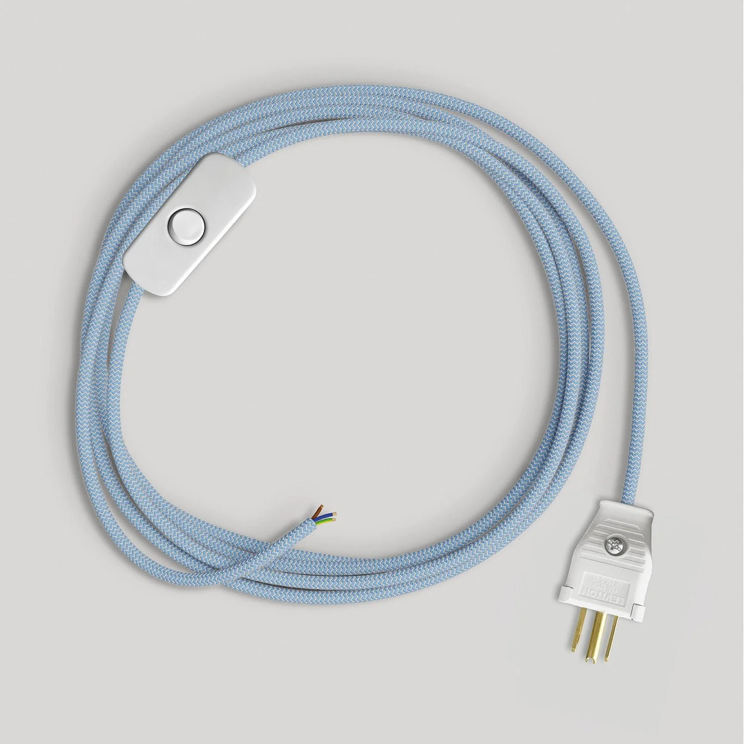 Cordset for lamp with blue Steward cotton cable 6 ft